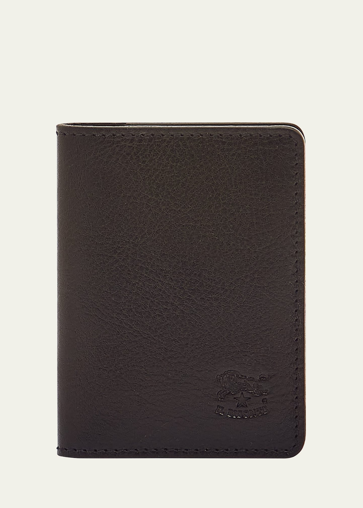 Shop Il Bisonte Men's Vachetta Leather Bifold Card Case In Black