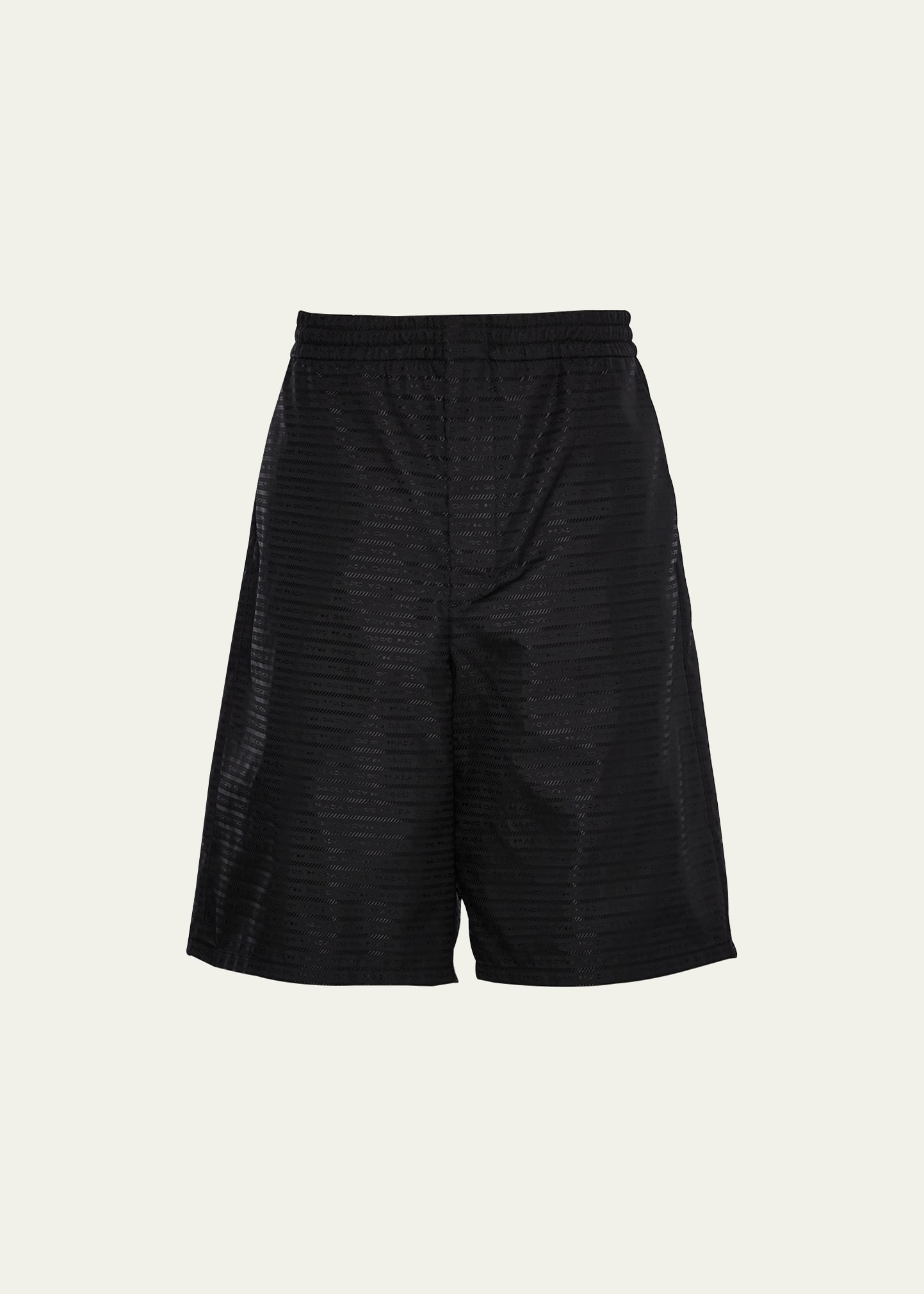 Prada Men's Re-nylon Printed Bermuda Shorts In Nero