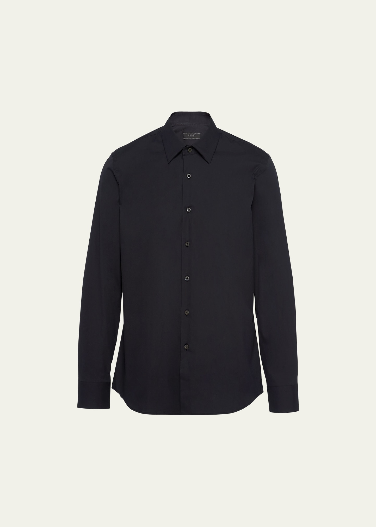 Prada Men's Classic Stretch Poplin Sport Shirt In Black