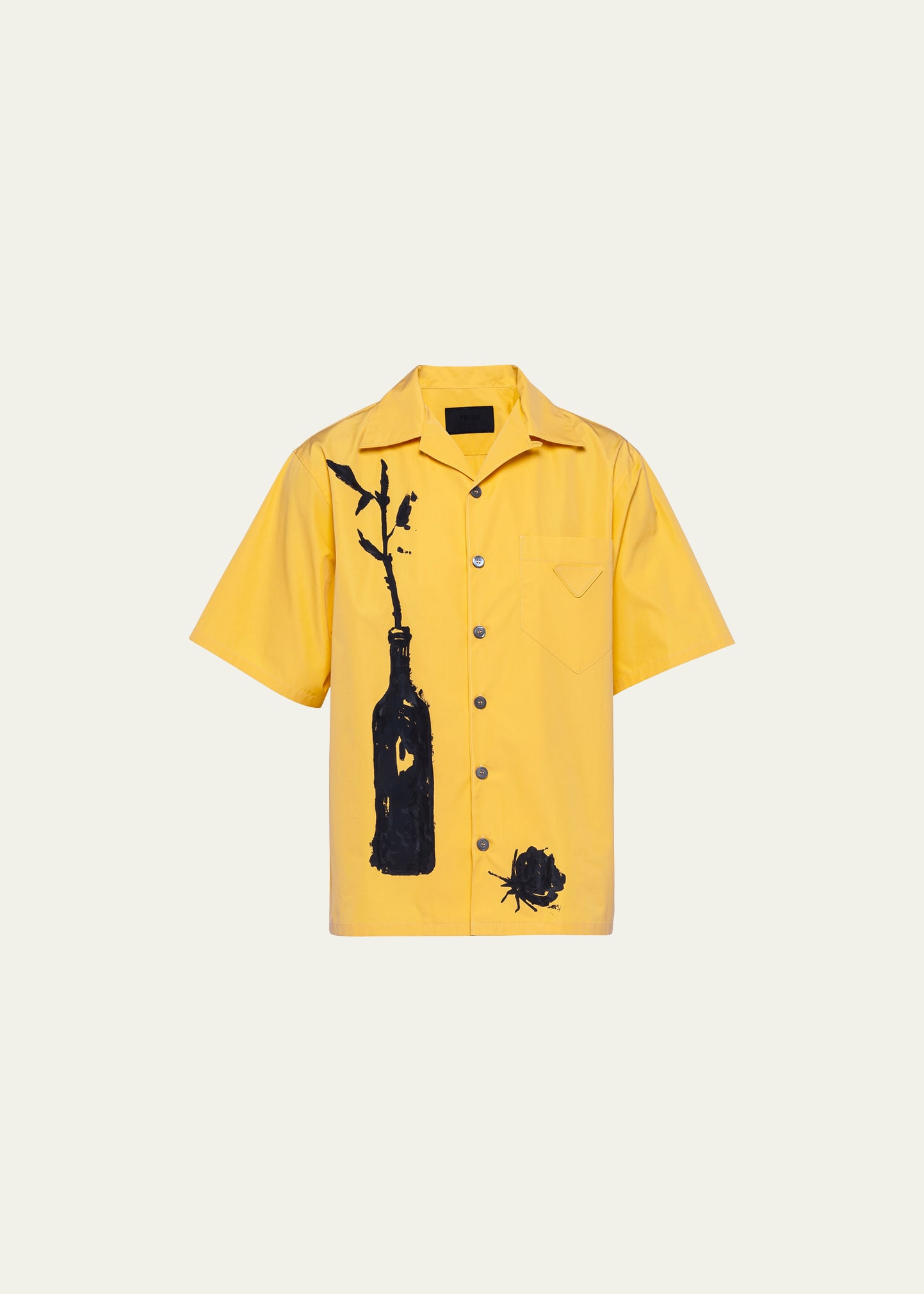 Prada Men's Poplin Garofano Double Match Bowling Shirt