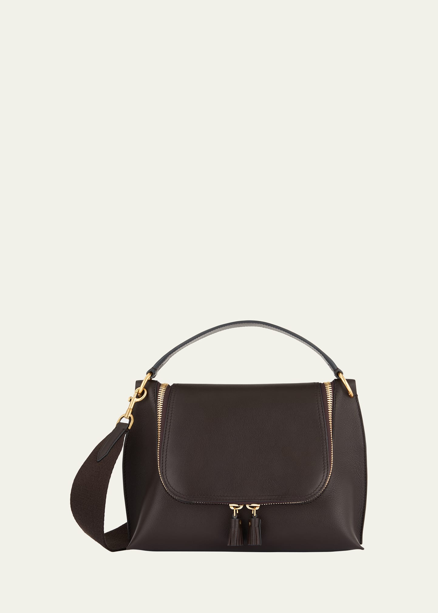 Vere Slouchy Zip Leather Crossbody Bag