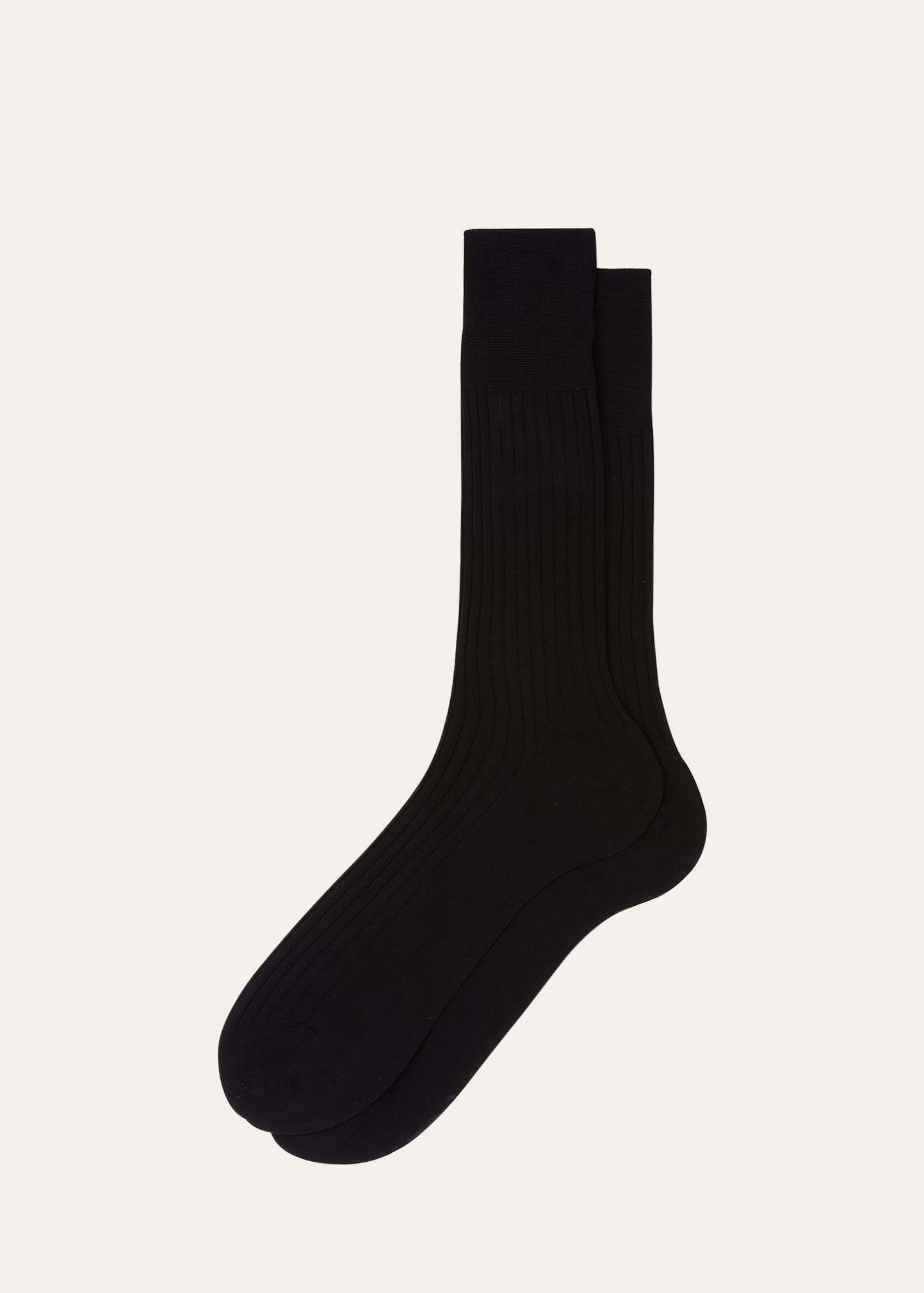 Prada Men's Rib-knit Cotton Crew Socks In Nero