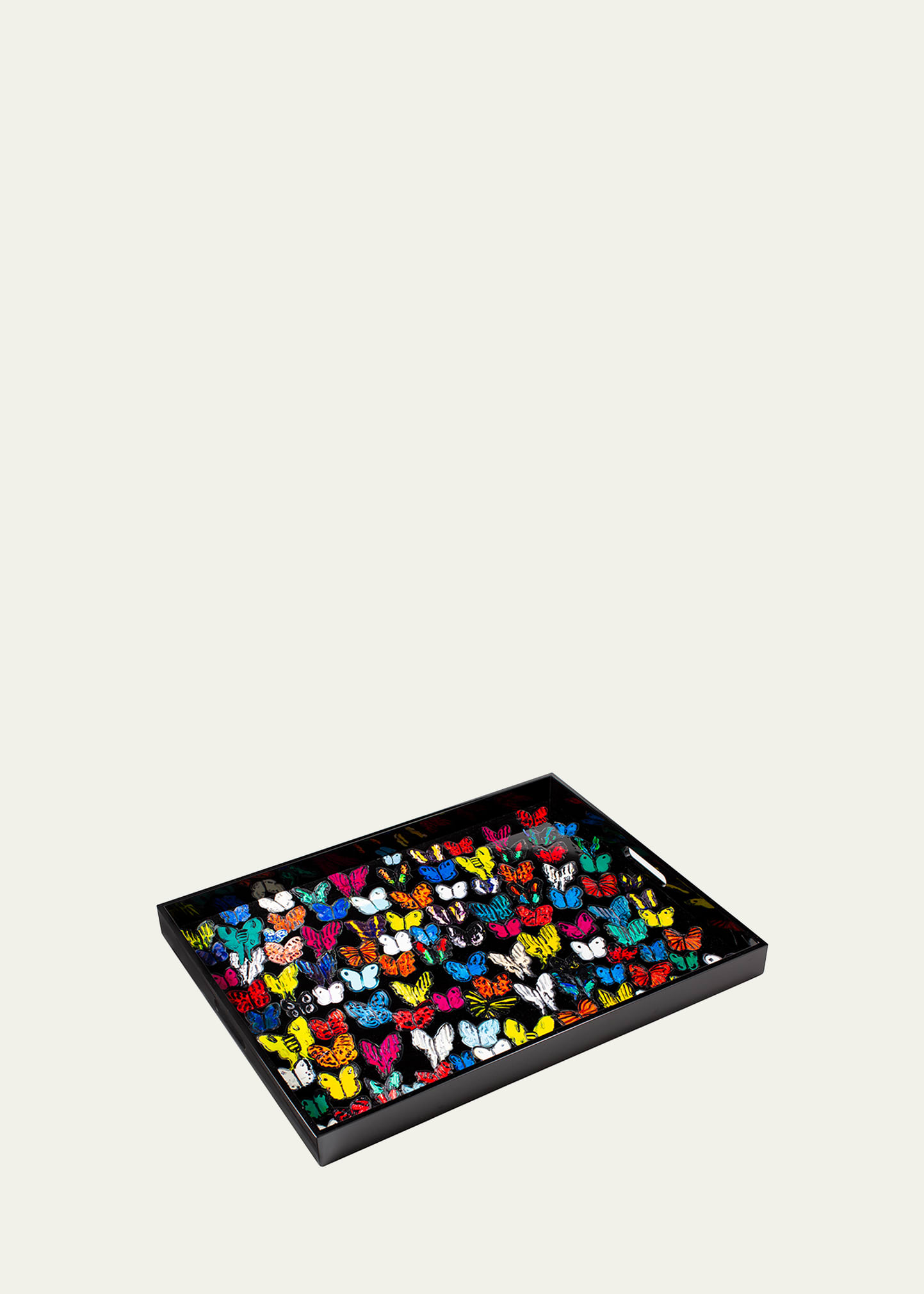 Hunt Slonem Butterflies In Flight Lacquer & Wood Tray