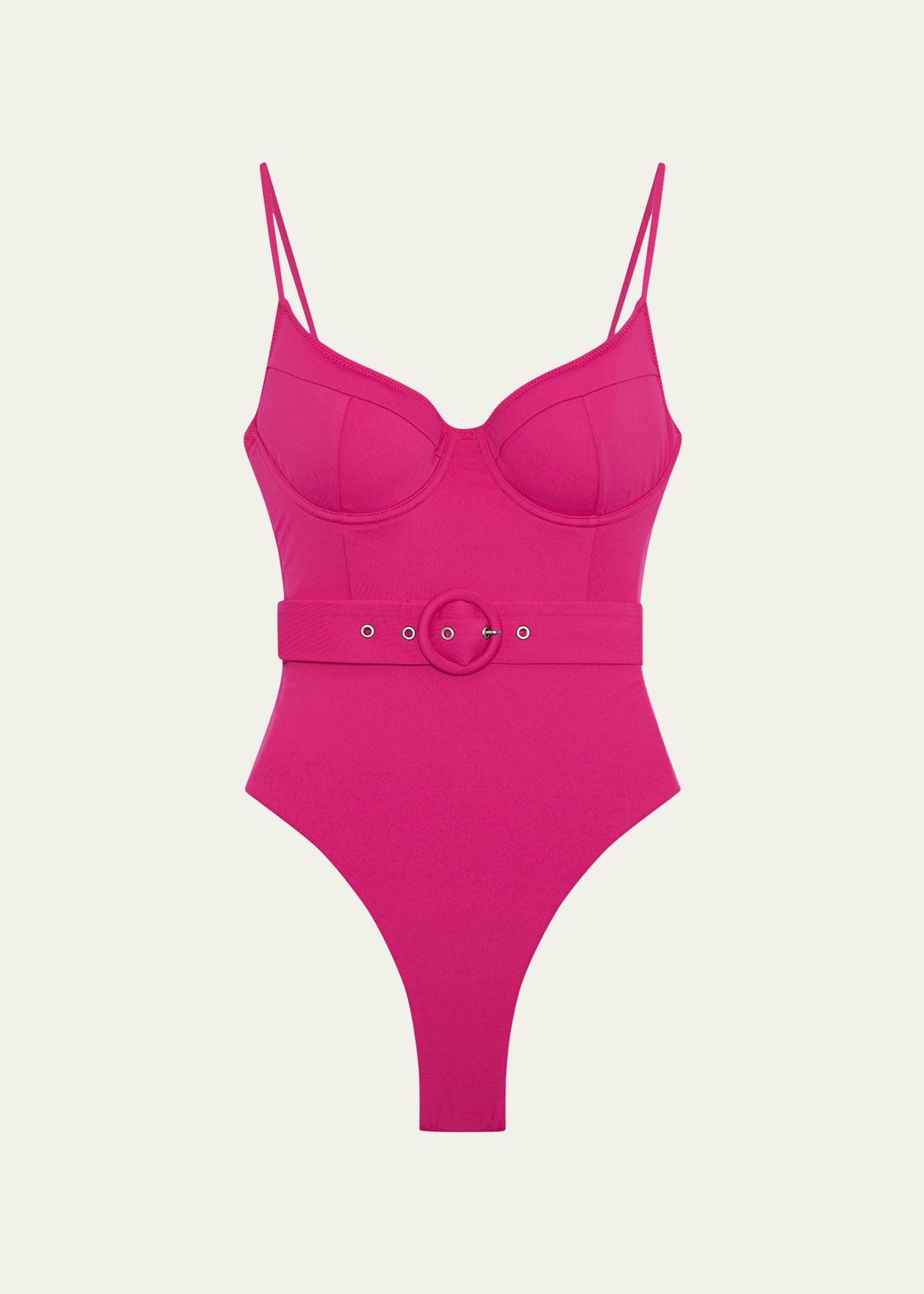 Simkhai Noa Solid Belted Underwire One-piece Swimsuit In Berry