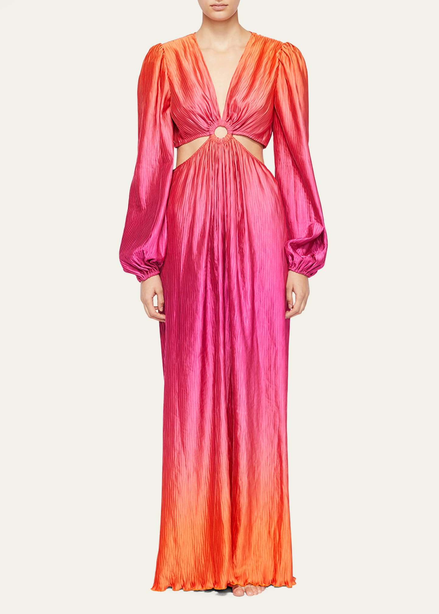 Jaelyn Ombre Plisse Cutout Maxi Dress