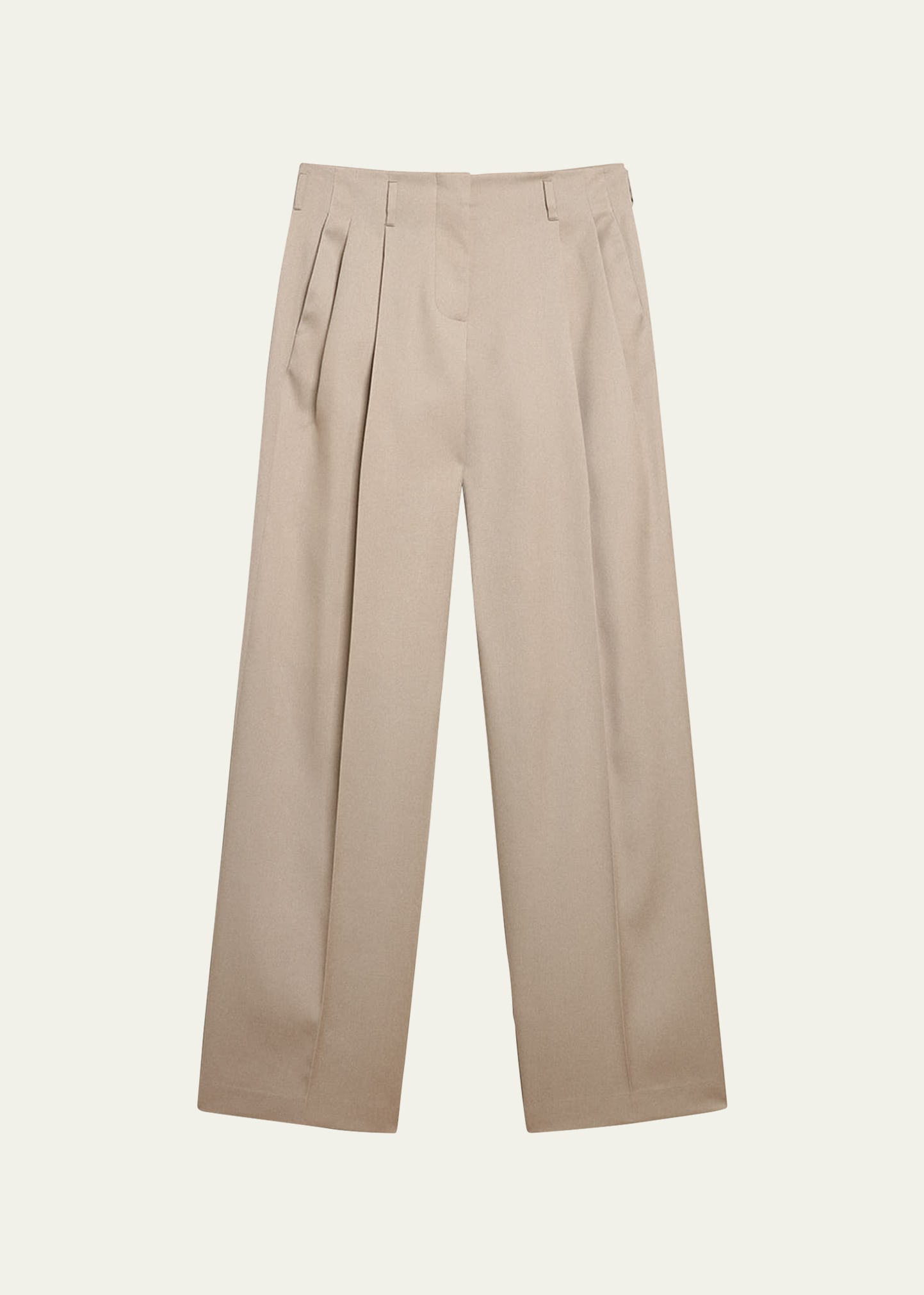 Shop Golden Goose Journey Wool Gabardine Wide-leg Pants In Roasted Cashew