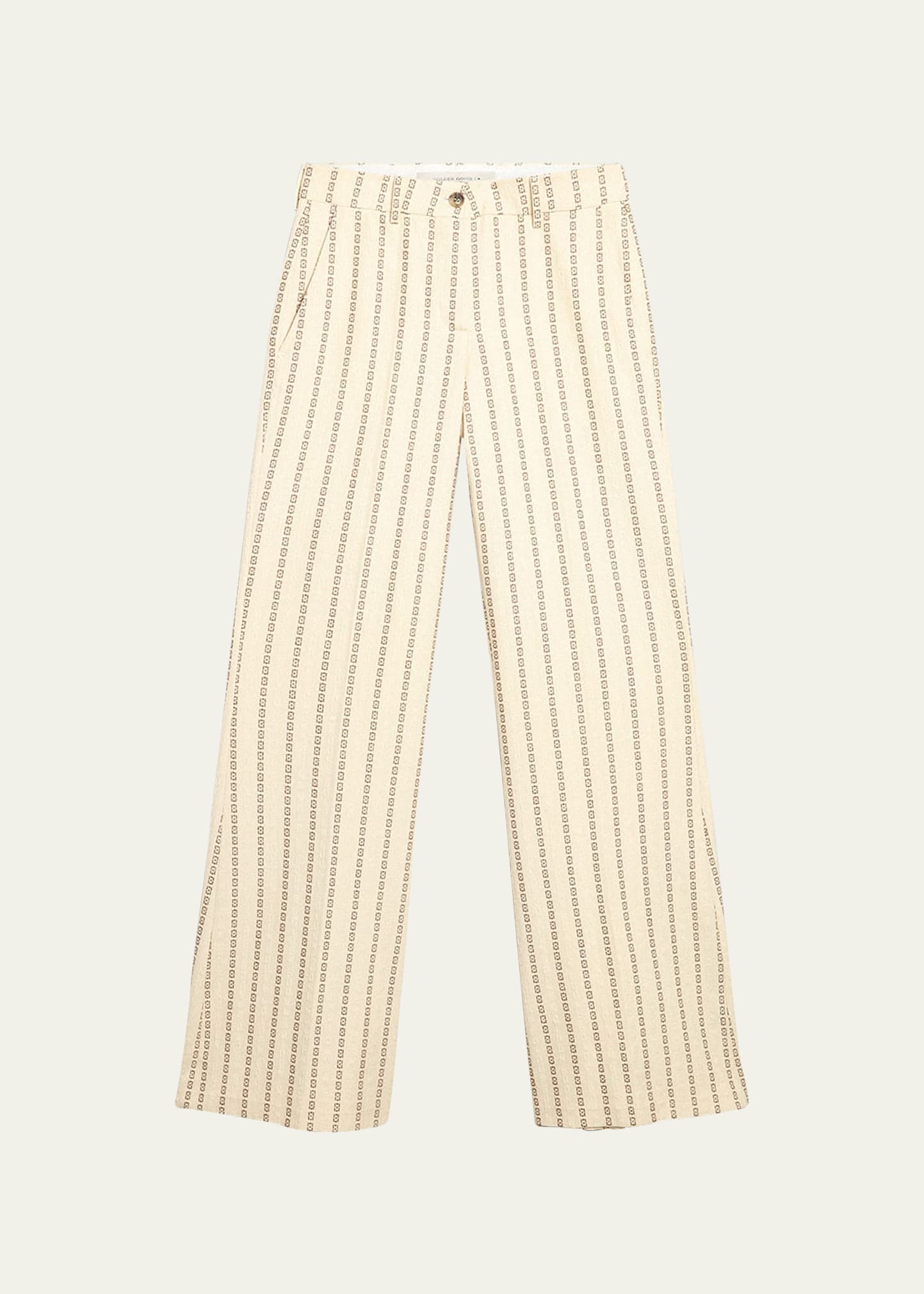 Shop Golden Goose Journey Cotton Canvas Jacquard Flared Pants In Lambs Woolcoffe I