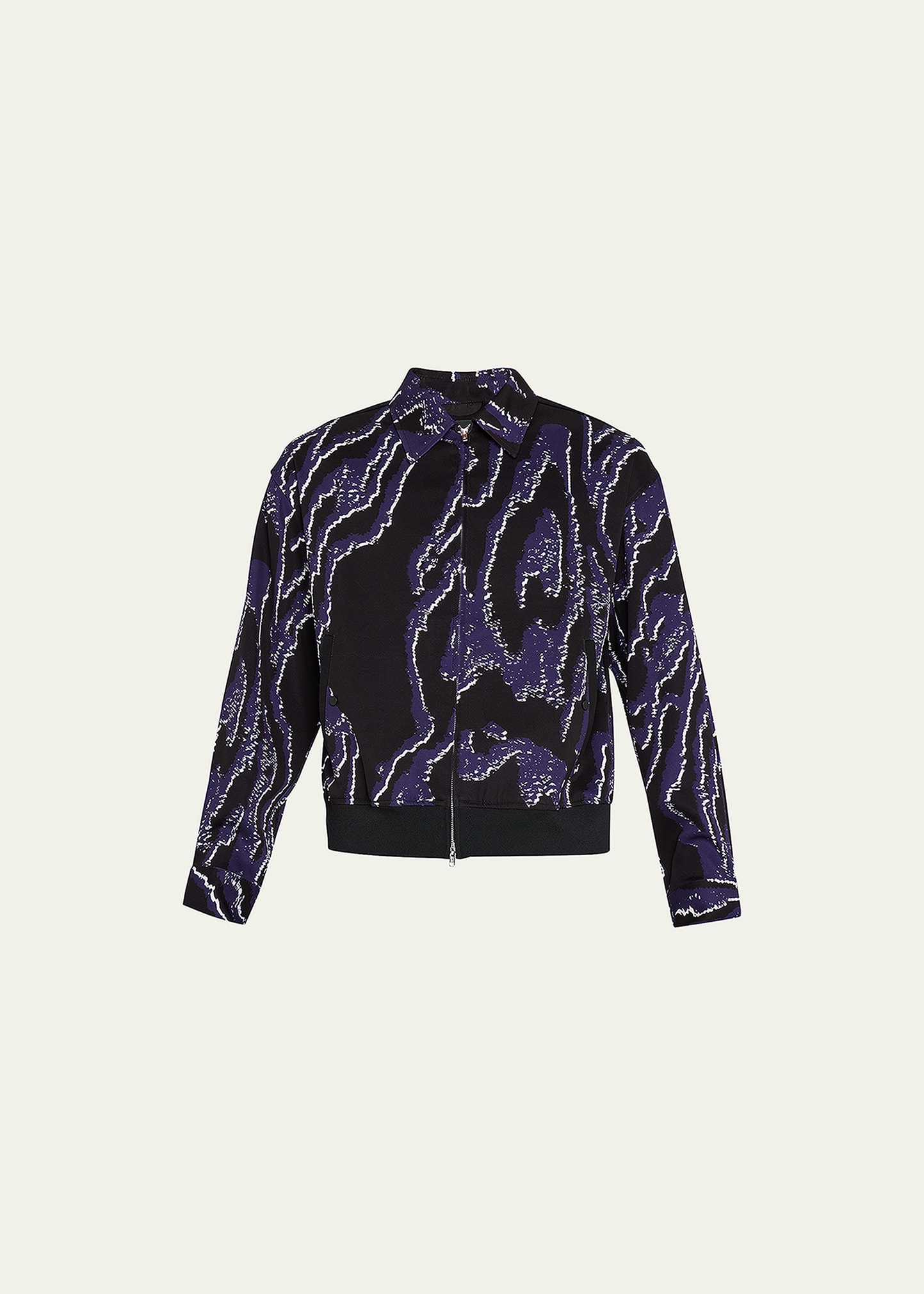 3.1 Phillip Lim Men's Wood Grain-print Bomber Jacket In Midnight Multi
