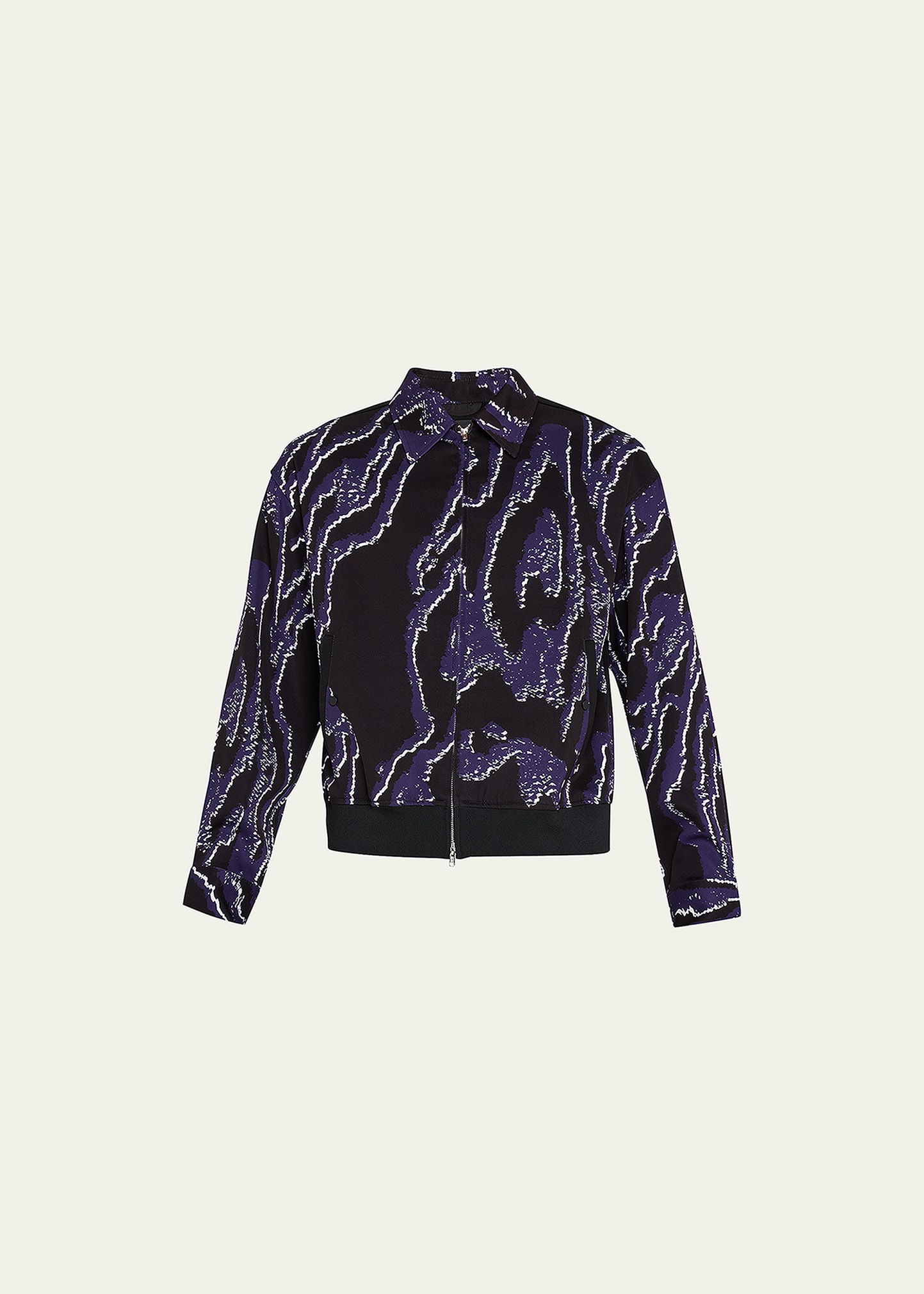 3.1 Phillip Lim / フィリップ リム Men's Wood Grain-print Bomber Jacket In Midnight Multi