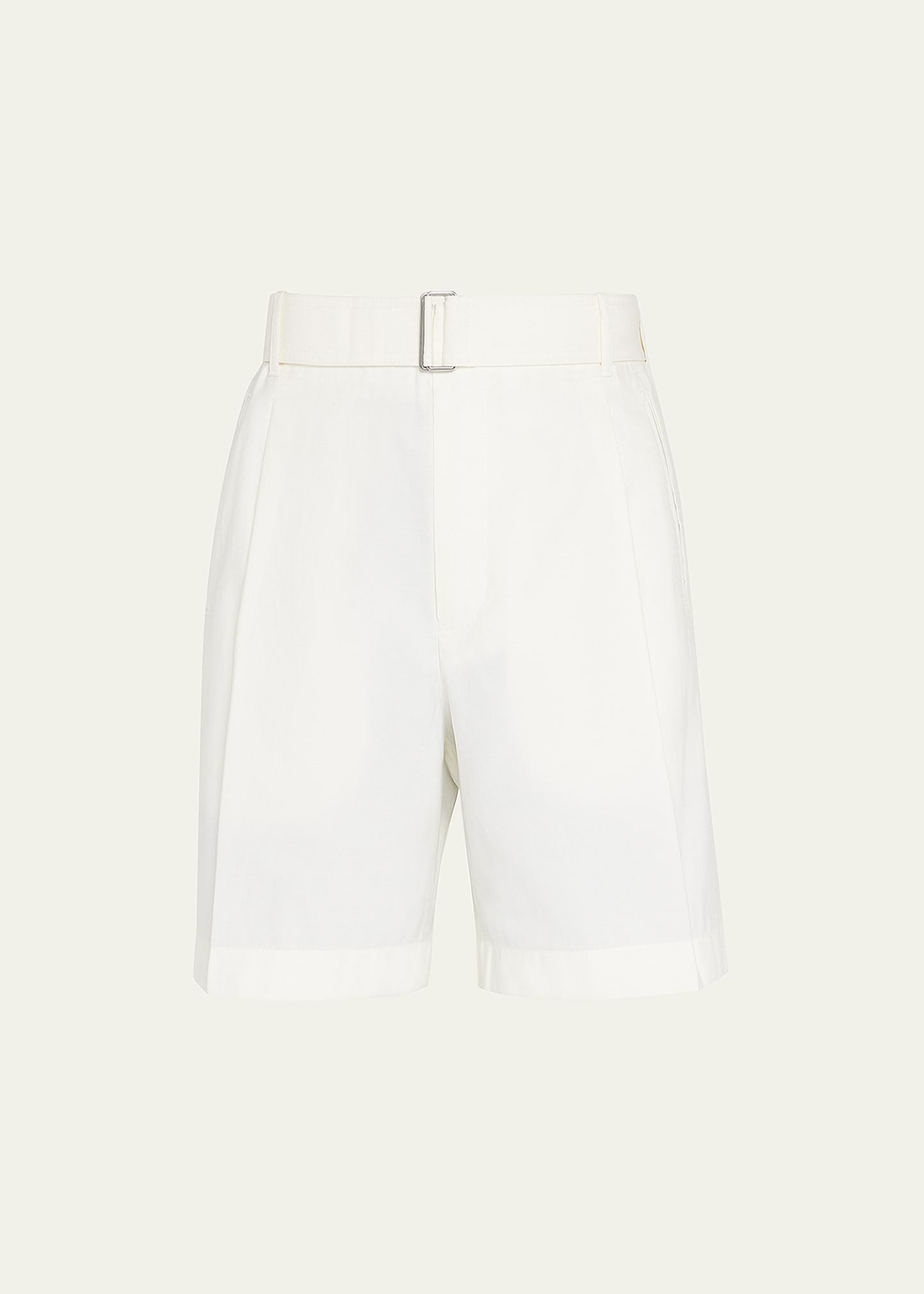 3.1 Phillip Lim / フィリップ リム Men's Pleated Self-belt Tailored Shorts In Ant. White
