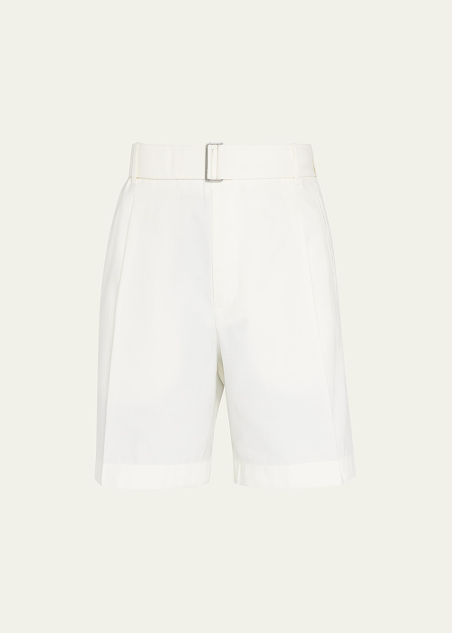 3.1 Phillip Lim Men's Pleated Self-belt Tailored Shorts In Ant. White