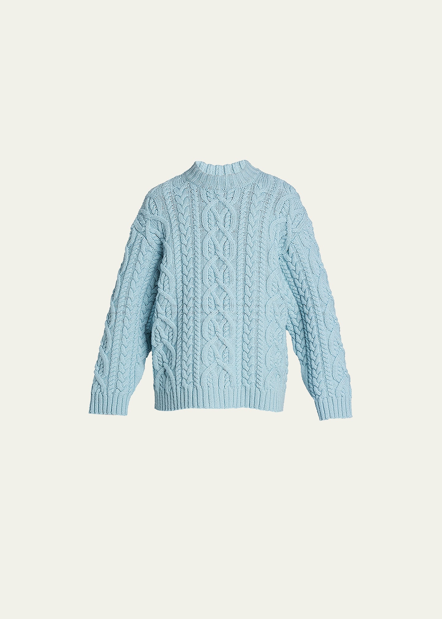 Dries Van Noten Men's Cable-knit Wool Sweater In Sky