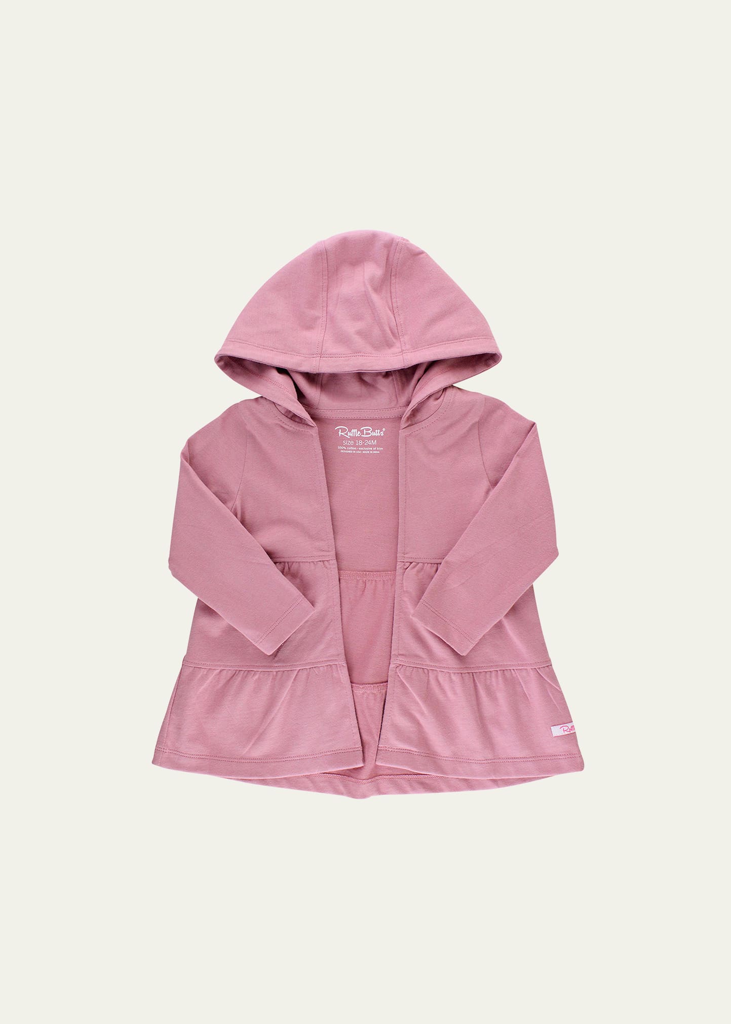 Shop Rufflebutts Girl's Cotton Hooded Cardigan In Pink