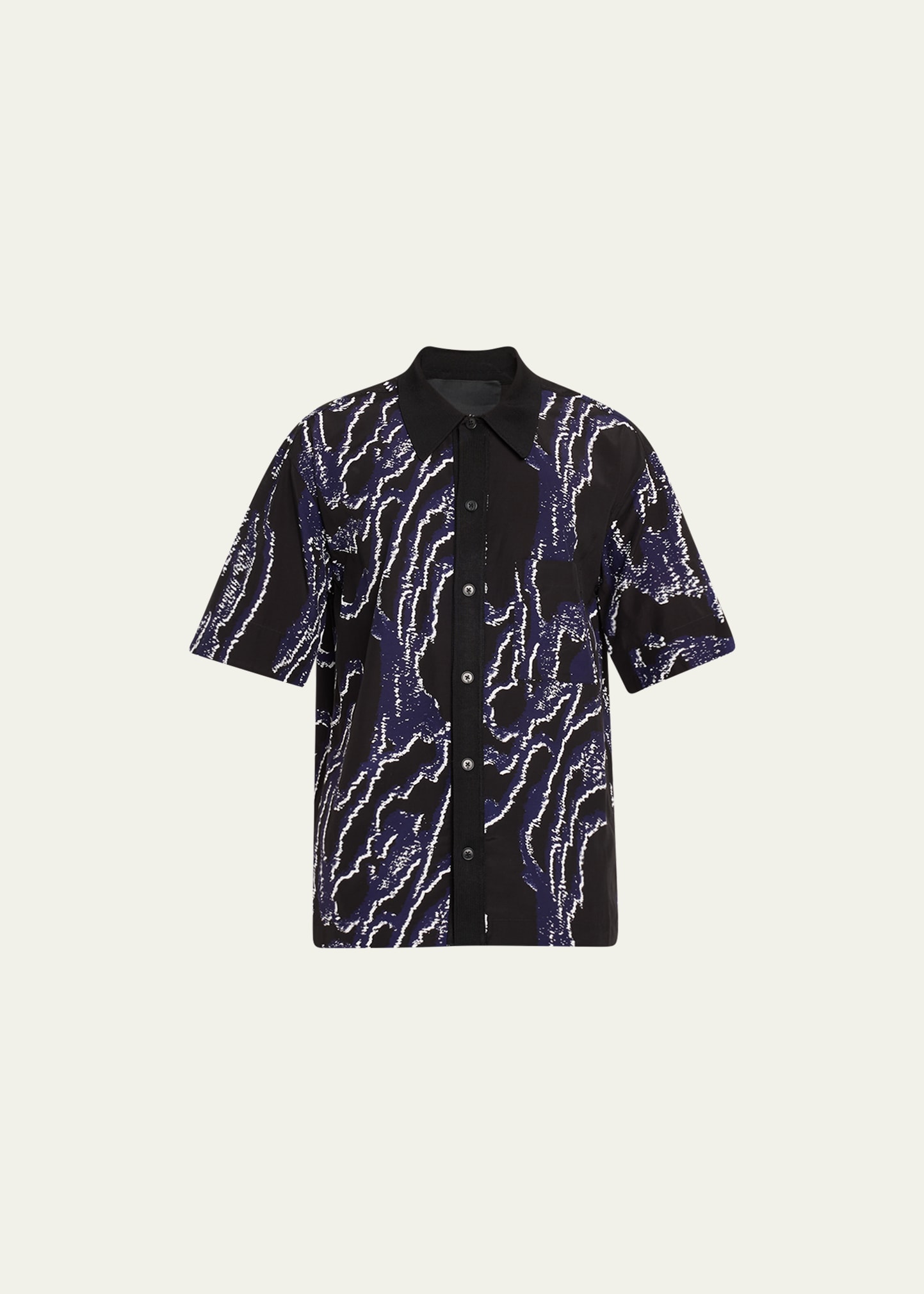 3.1 Phillip Lim / フィリップ リム Men's Wood Grain-print Sport Shirt In Midnight Multi