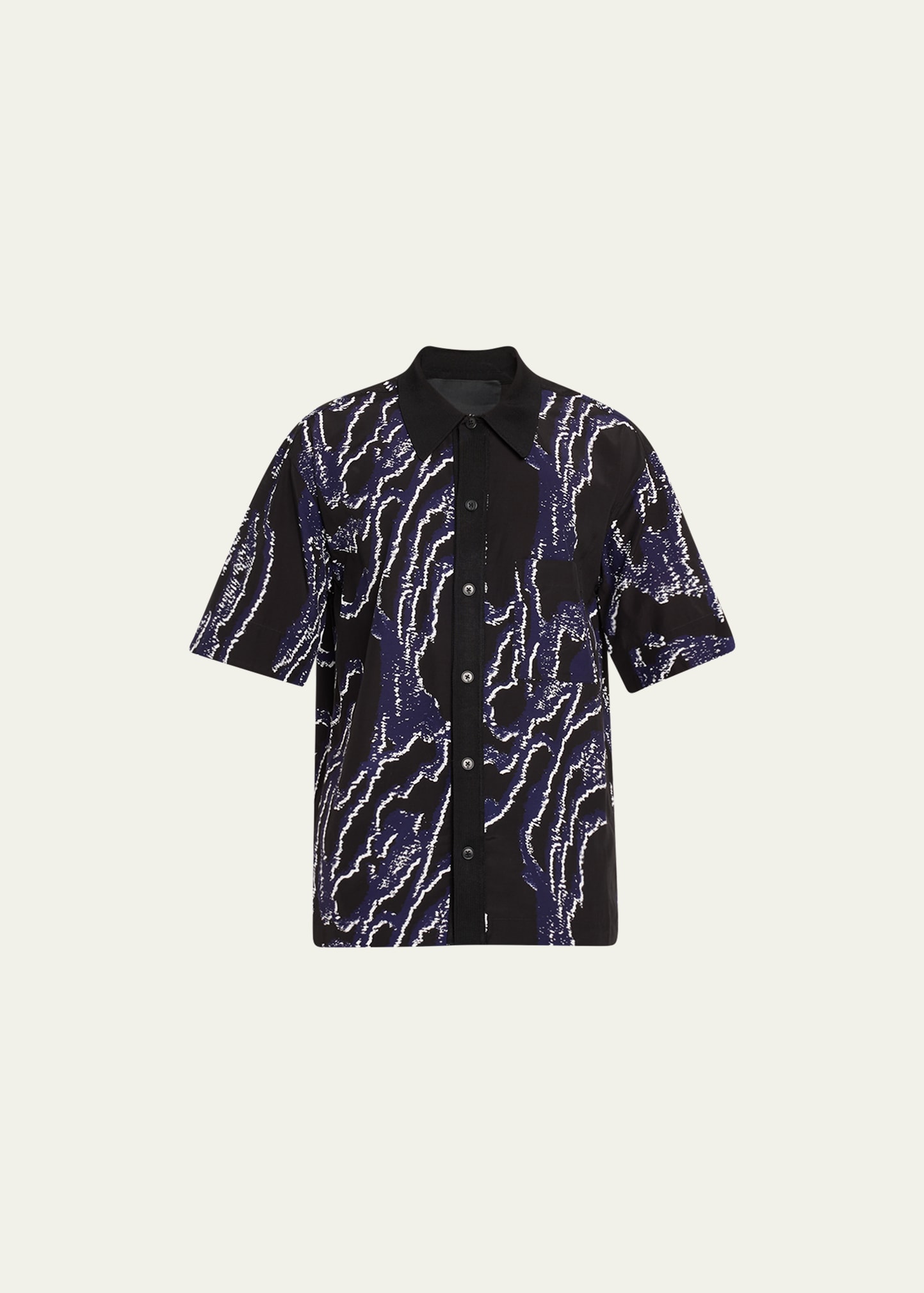 Shop 3.1 Phillip Lim Men's Wood Grain-print Sport Shirt In Midnight Multi