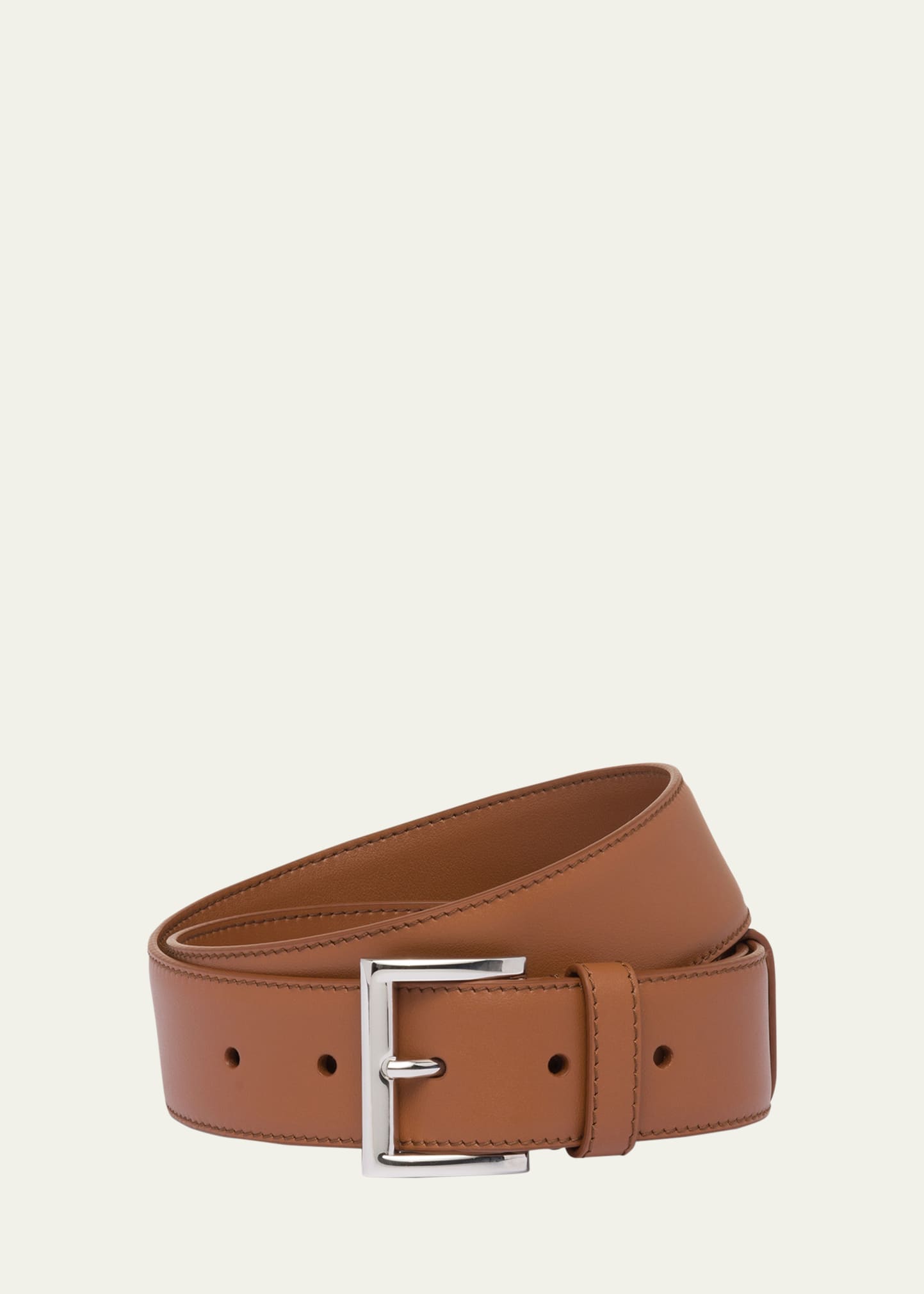 Shop Prada City Calf Leather Belt In F0046 Cognac