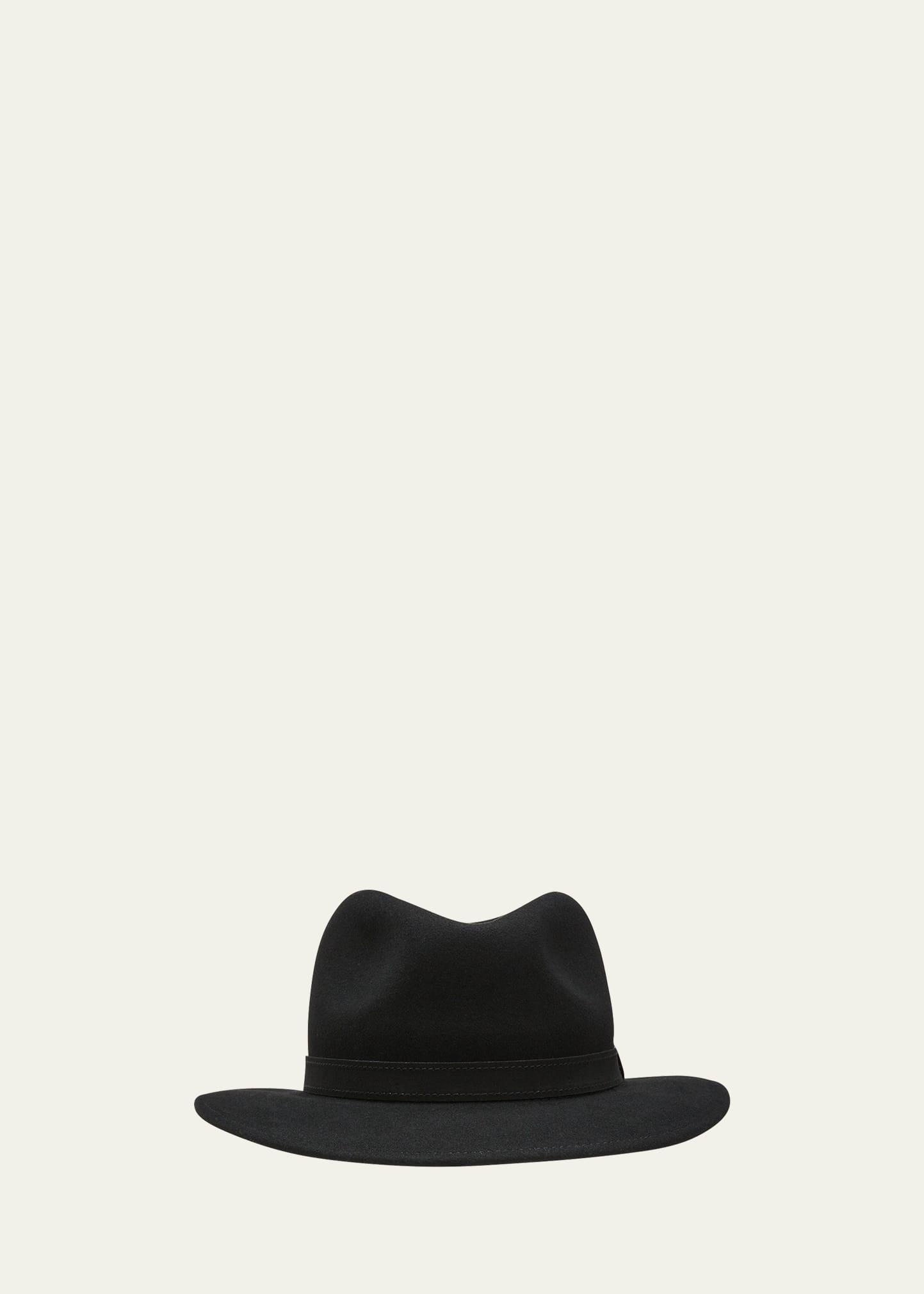Borsalino Men's Alessandria Leather-band Wool Fedora Hat In Black