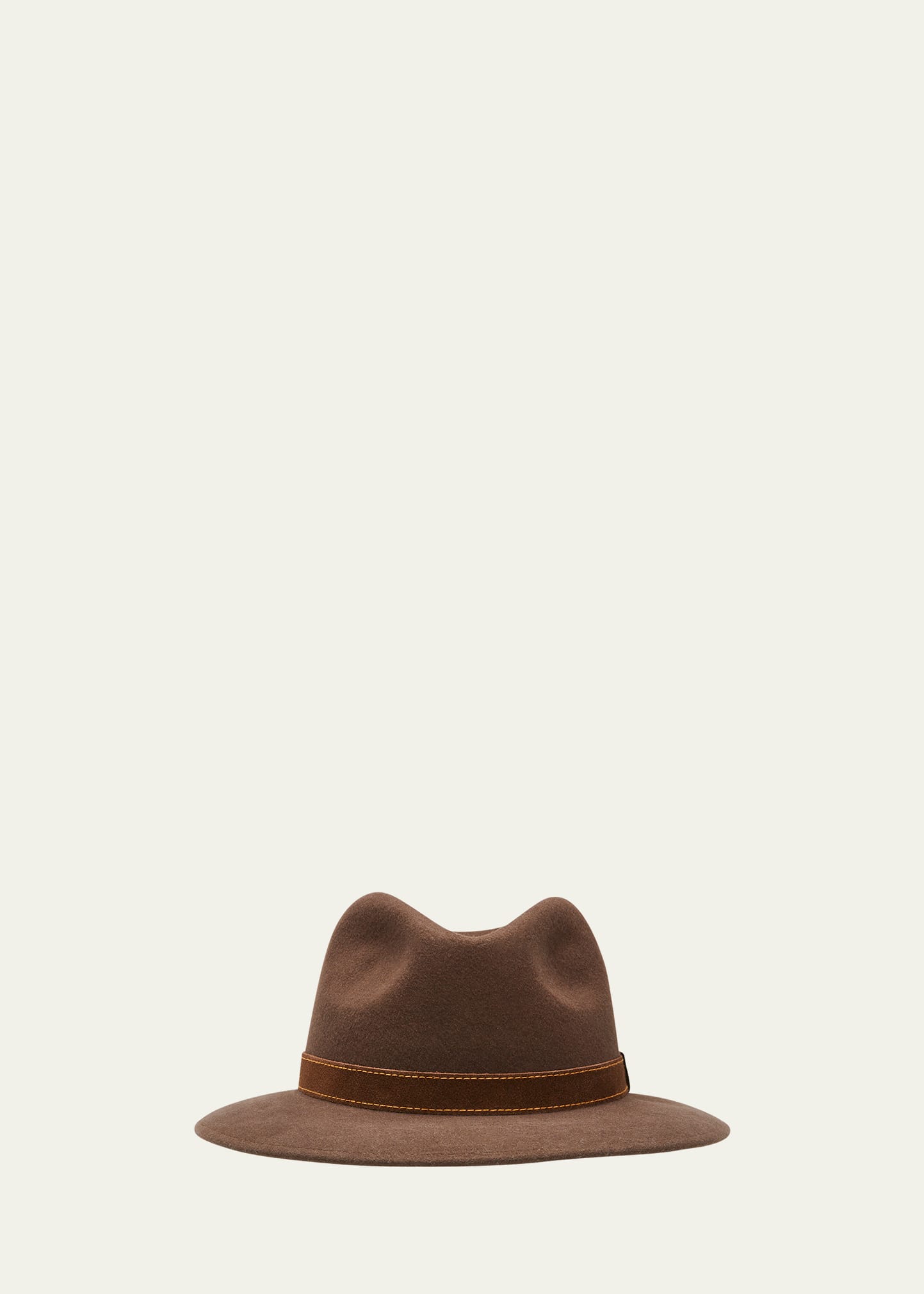 Borsalino Men's Alessandria Leather-band Wool Fedora Hat In Brown