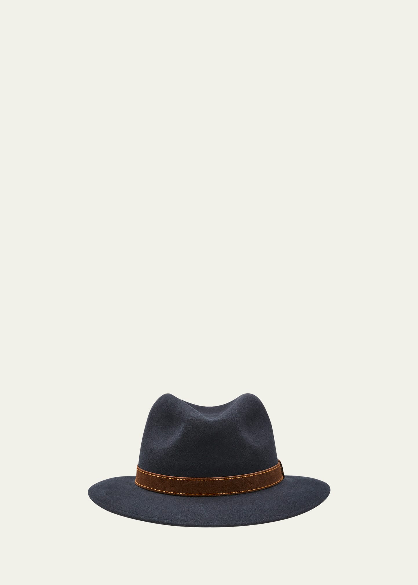 Borsalino Men's Alessandria Leather-band Wool Fedora Hat In Navy