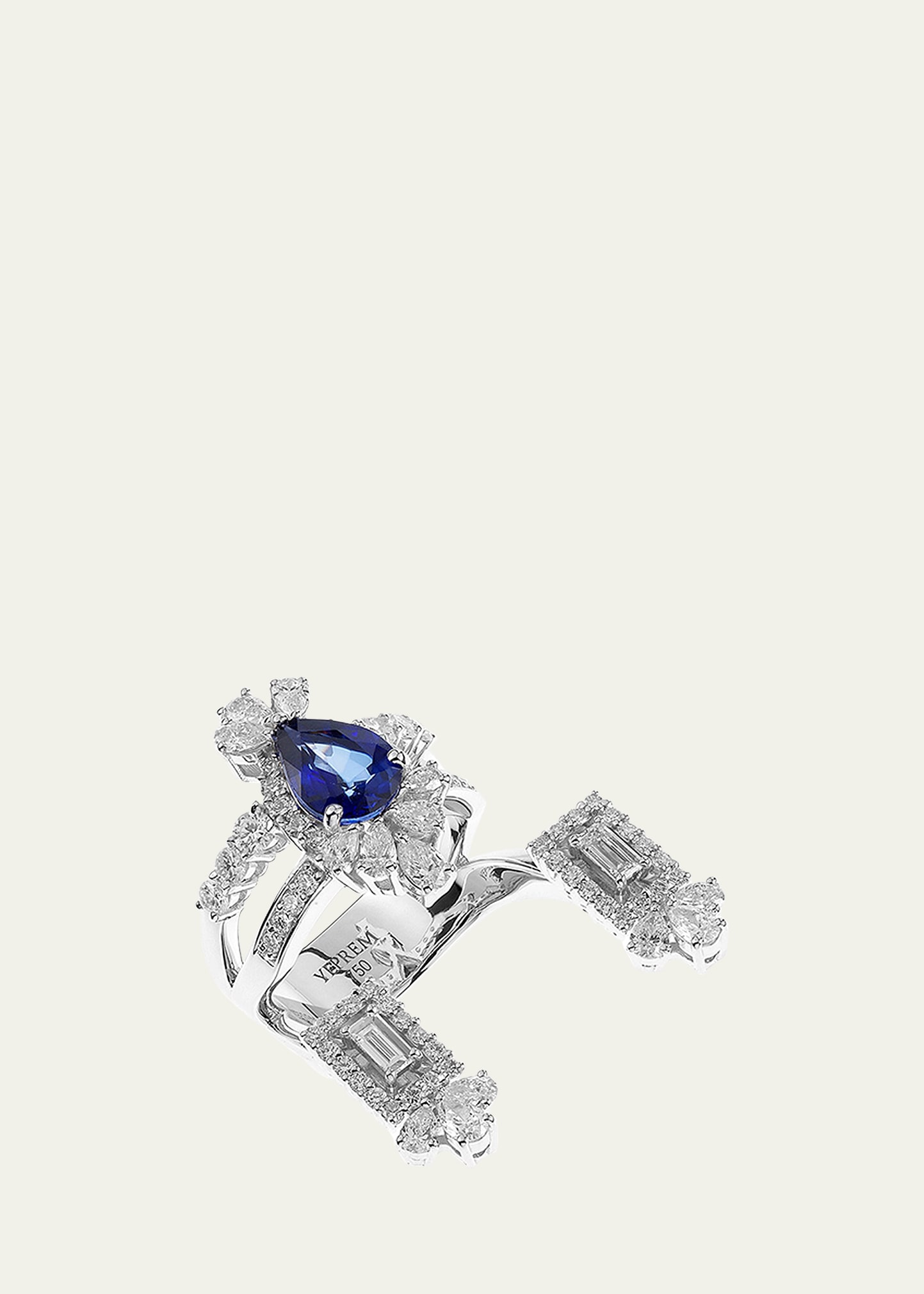 18K White Gold Diamond and Sapphire Ring