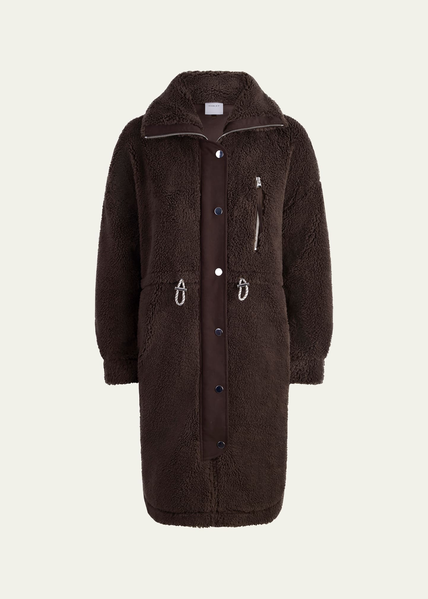 Varley Jones Sherpa Coat In Coffee Bea
