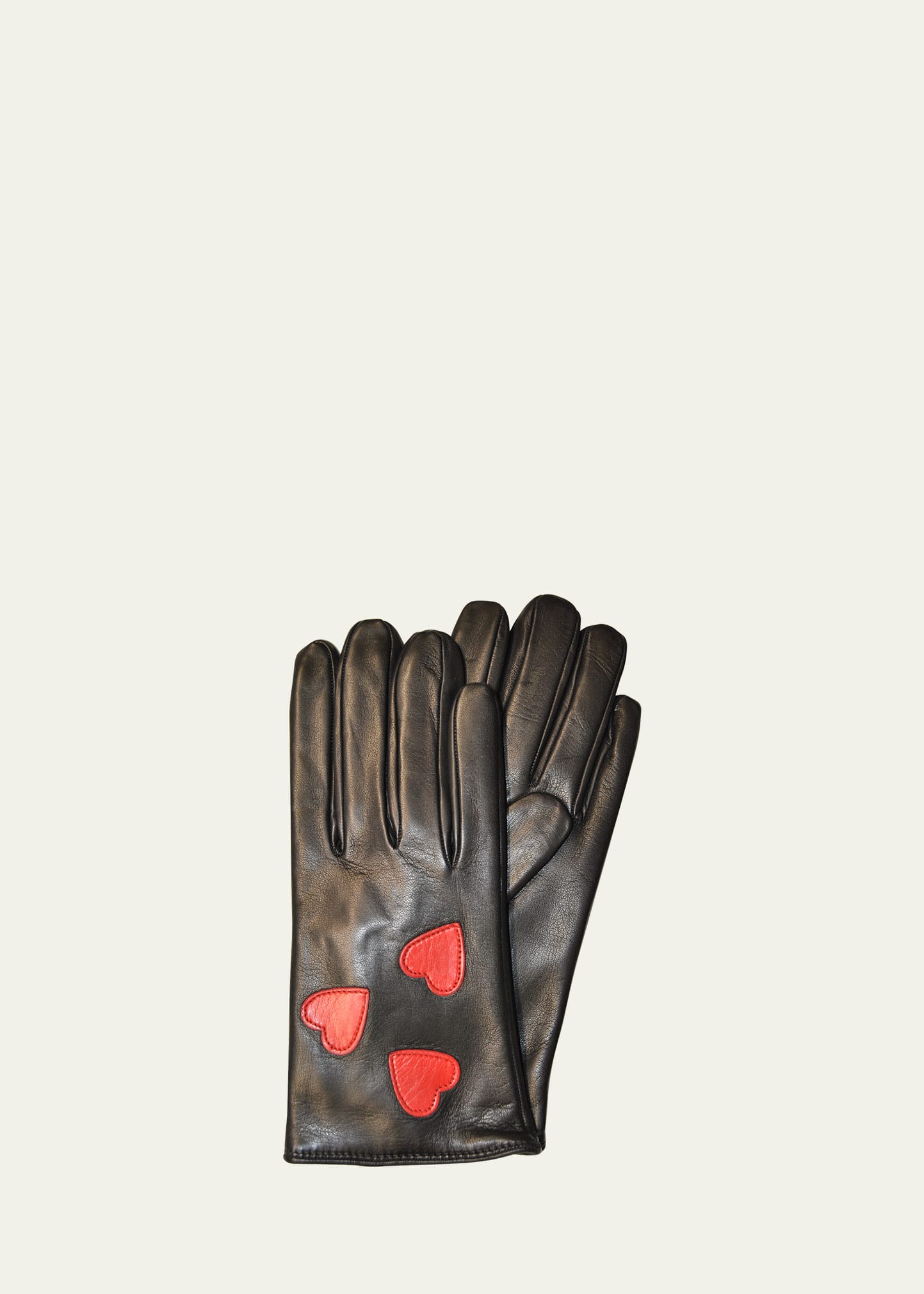 Guanti Giglio Fiorentino Heart Cashmere-leather Gloves In Black