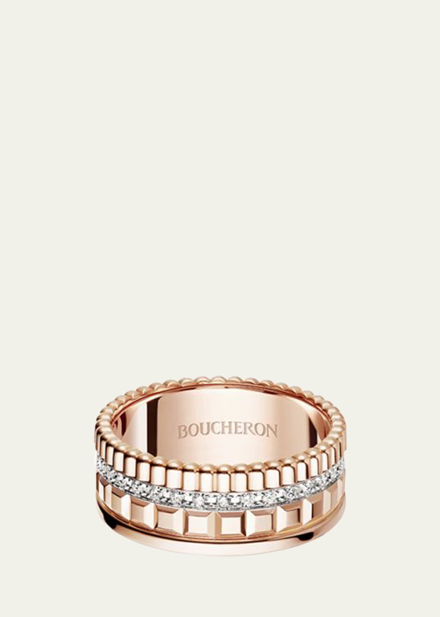 Shop Boucheron Quatre Radiant Edition Small Pink Gold And White Gold Diamond Ring