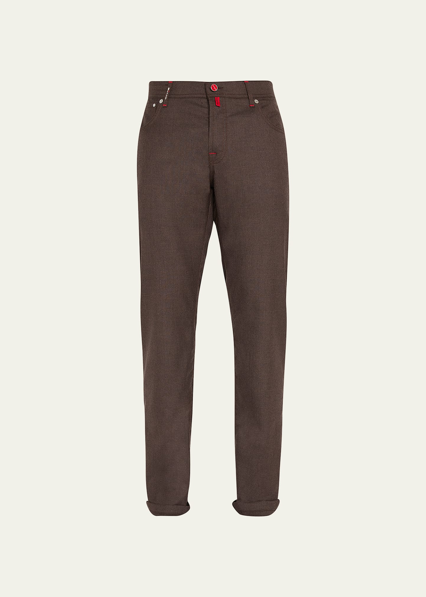 Kiton Men's Cashmere 5-pocket Trousers In Brwn