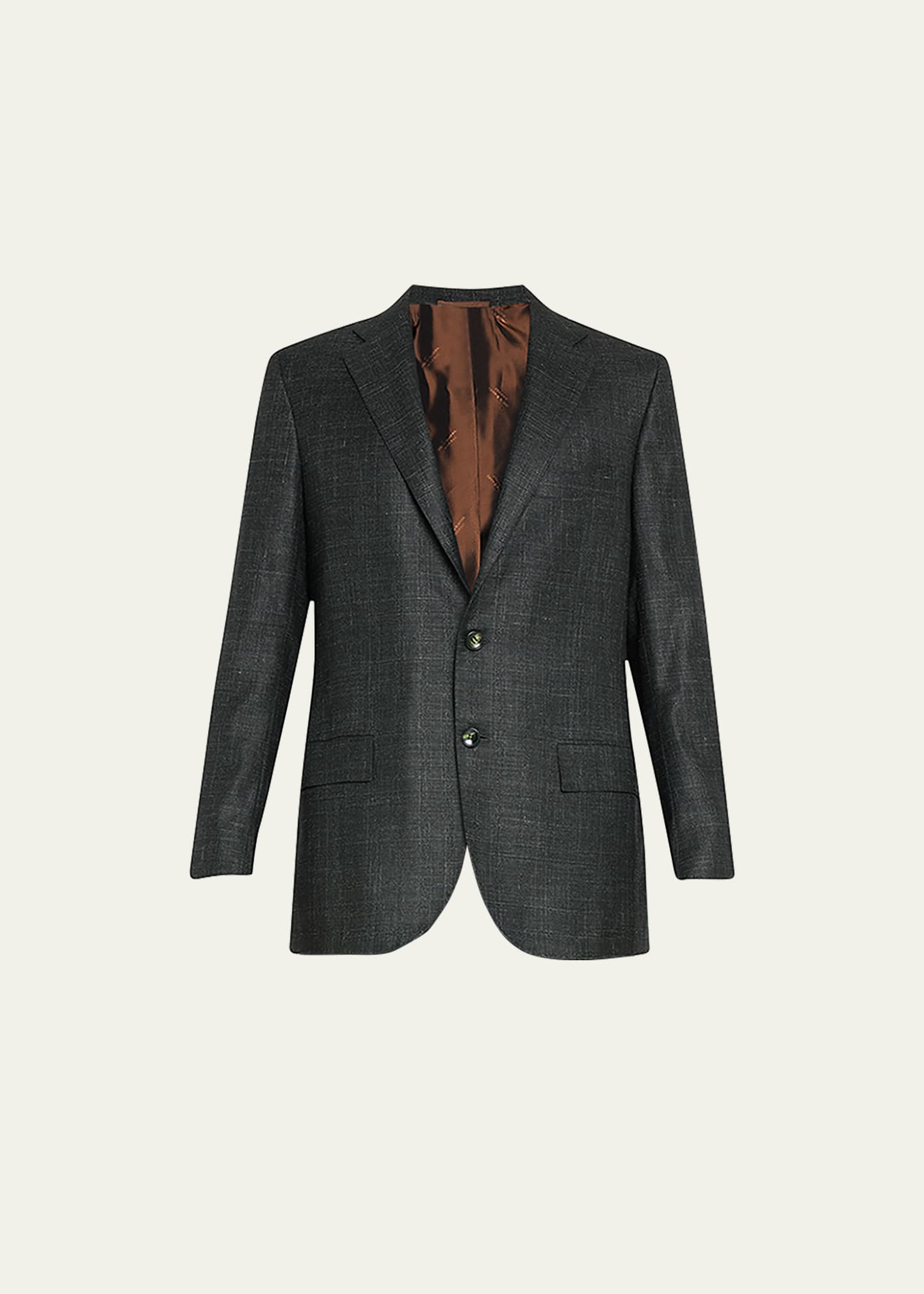 Kiton Men's Cashmere-silk Plaid Suit Jacket In Grn Mult