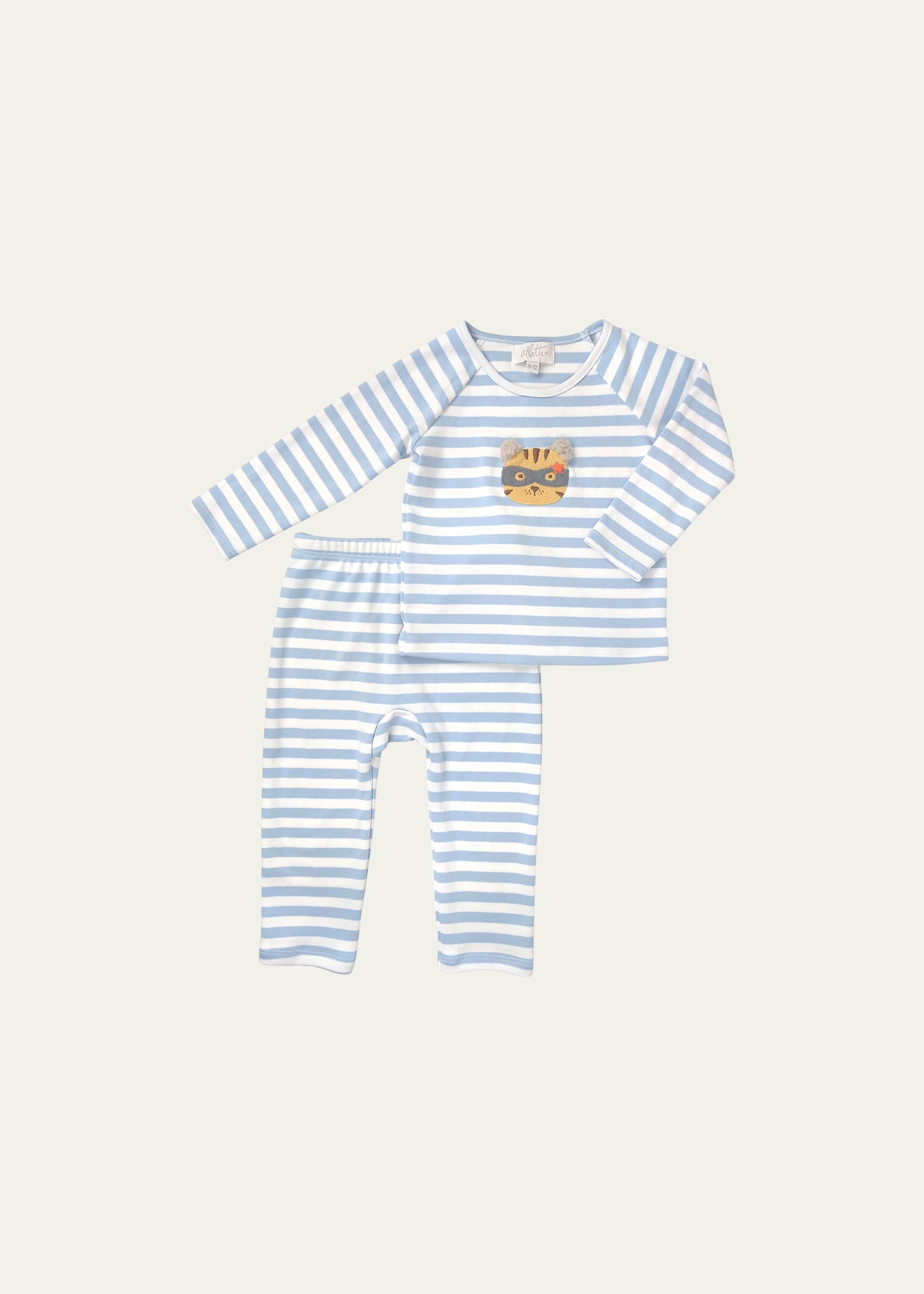 Albetta Kid's Striped Tiger Applique 2-piece Set, 6m-36m In Lt Blue Stripe