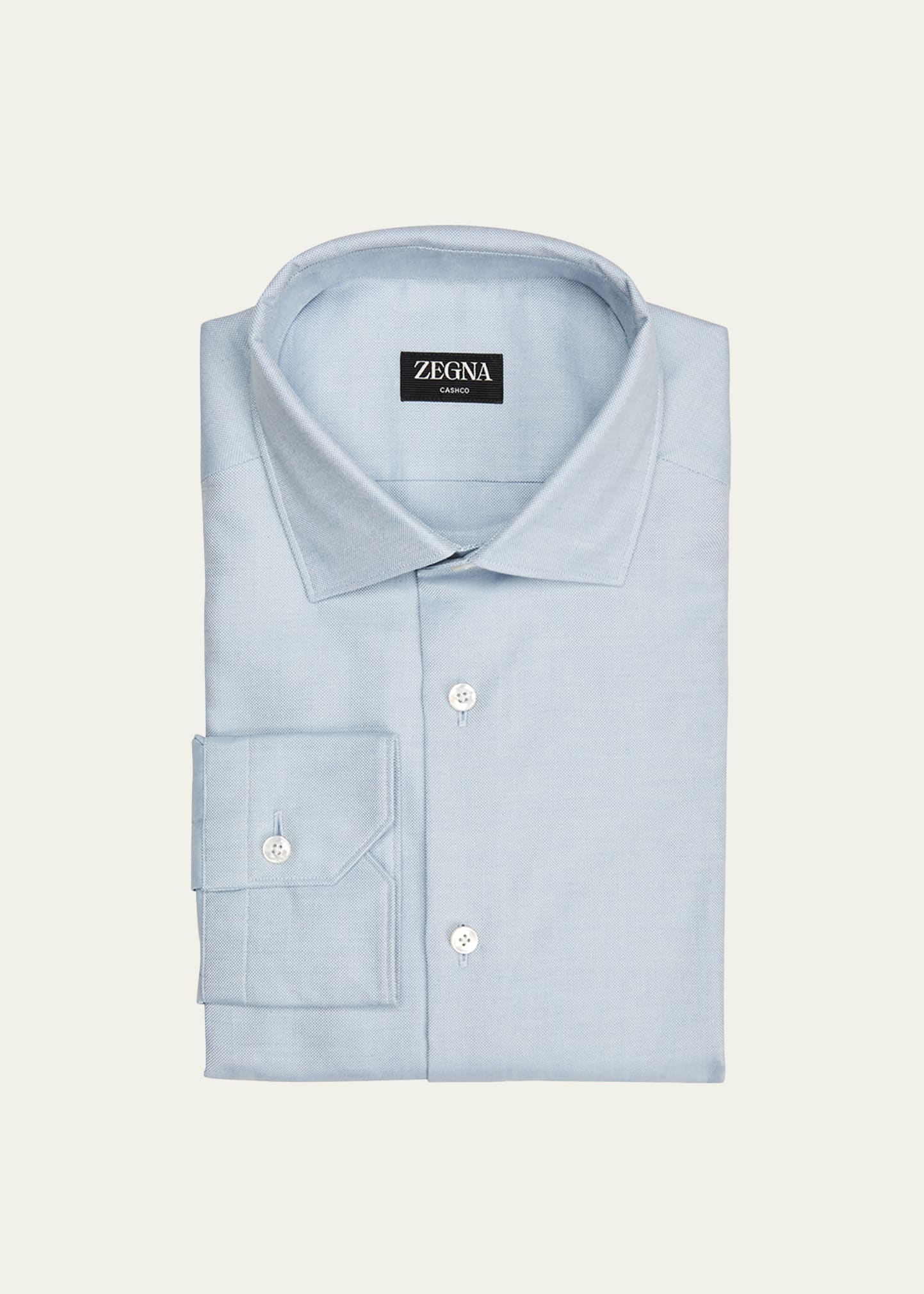 Zegna Men's Cotton-cashmere Dress Shirt In Br Blu Sld