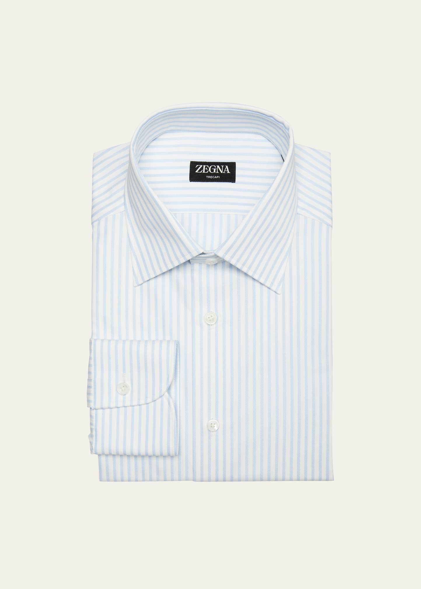 Shop Zegna Men's Rossini Trecapi Cotton Dress Shirt In Br Blustrp