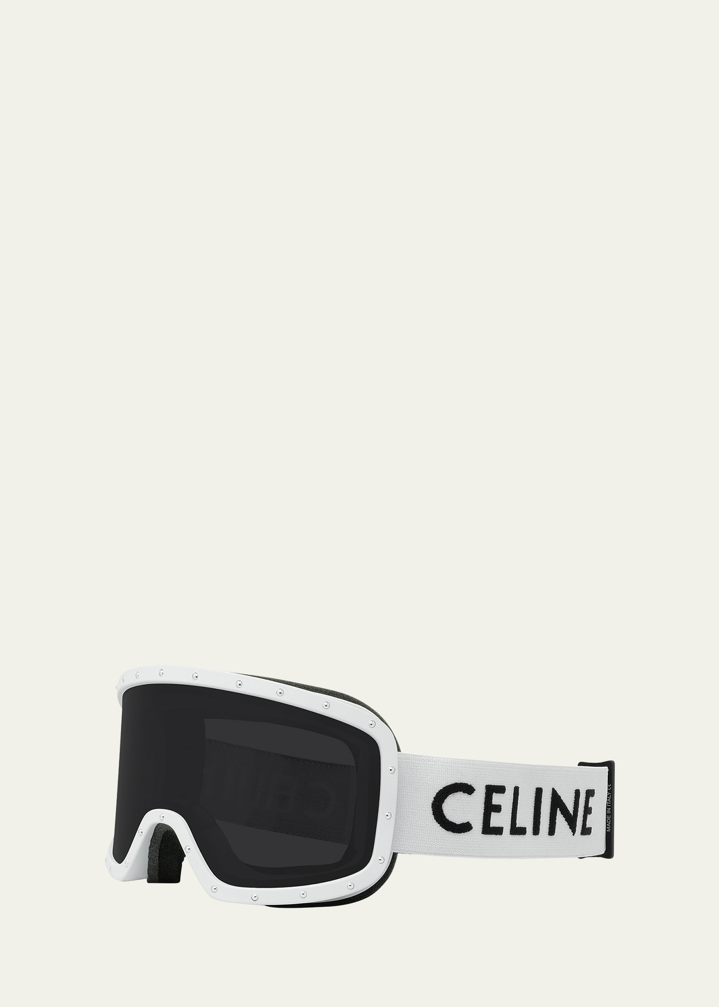 Celine Logo Acetate Ski Goggles In White/gray Solid