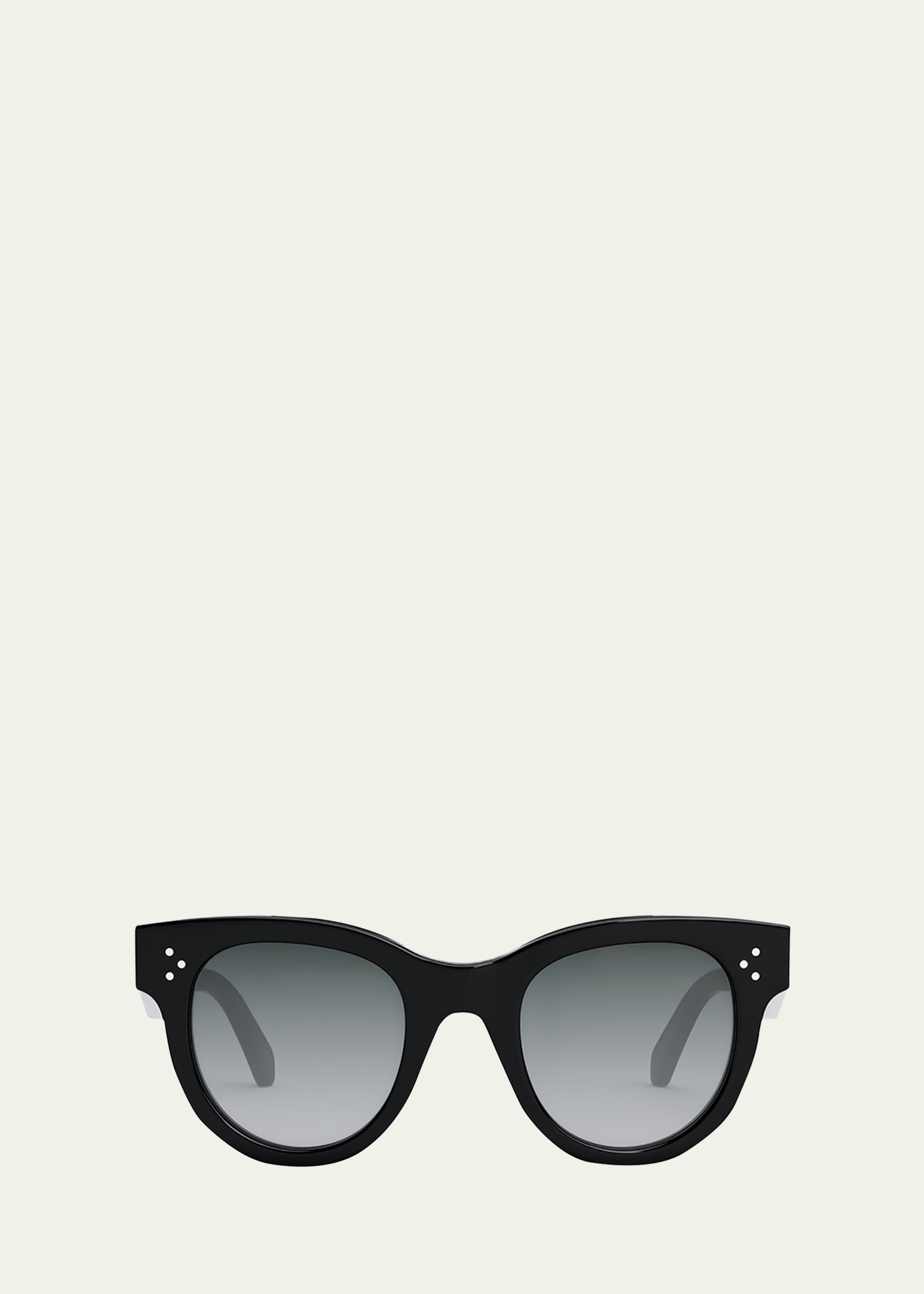 Cat-eye frame sunglasses in shiny black acetate