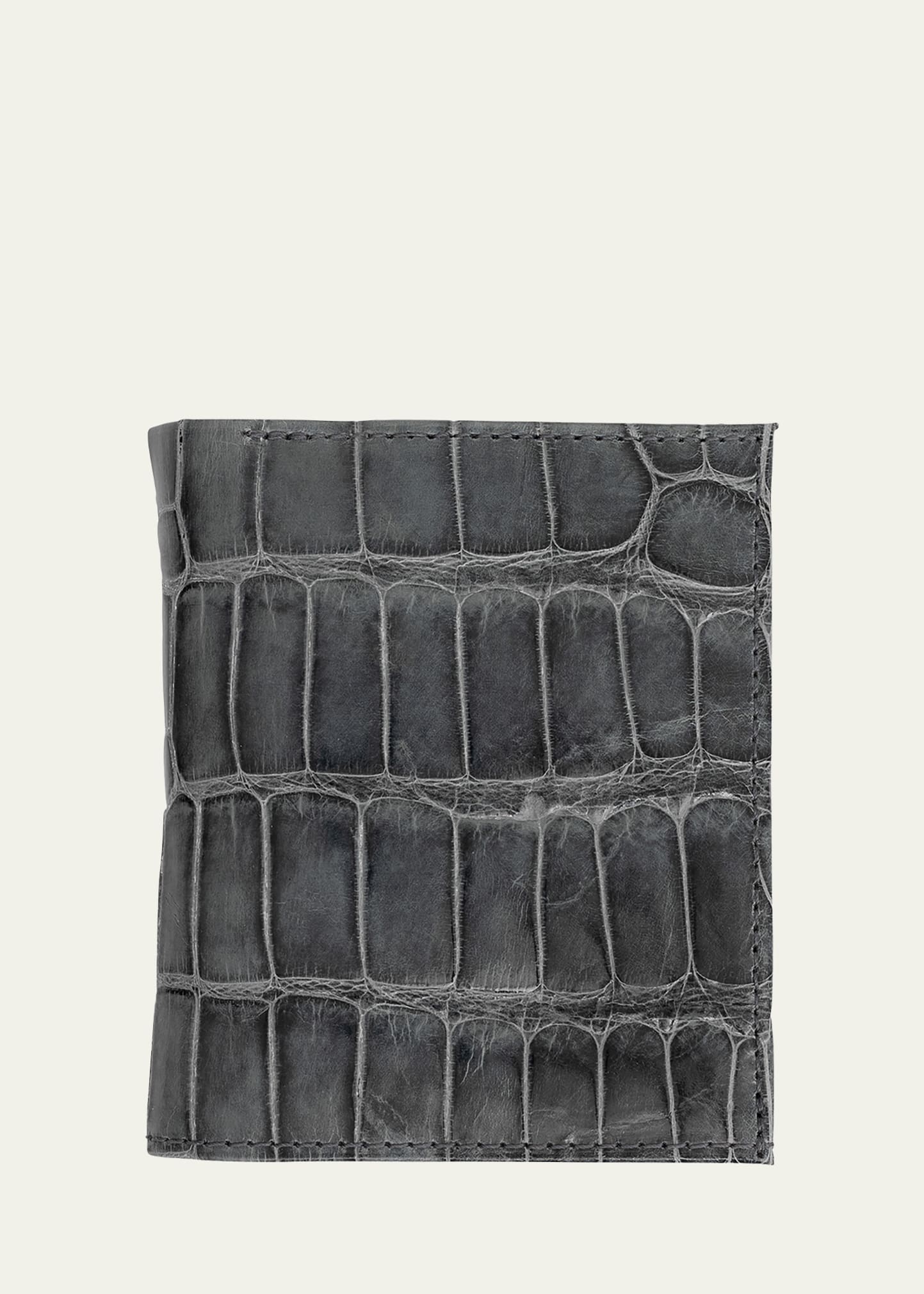 Abas Men's Glazed Alligator Compact Wallet; Monogram Available In Brilliant Red
