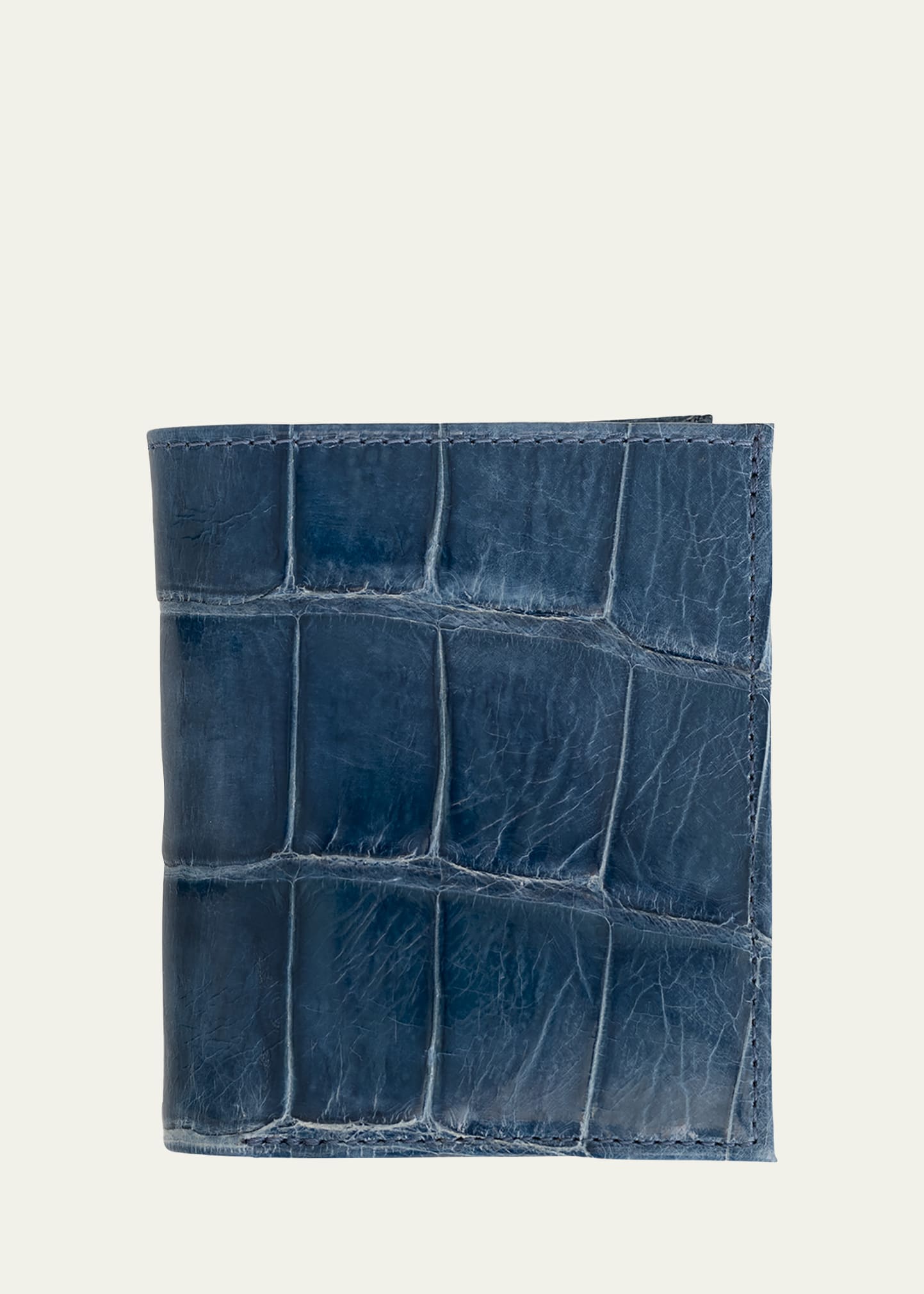 Abas Men's Glazed Alligator Leather Bifold Wallet In Cold Blue