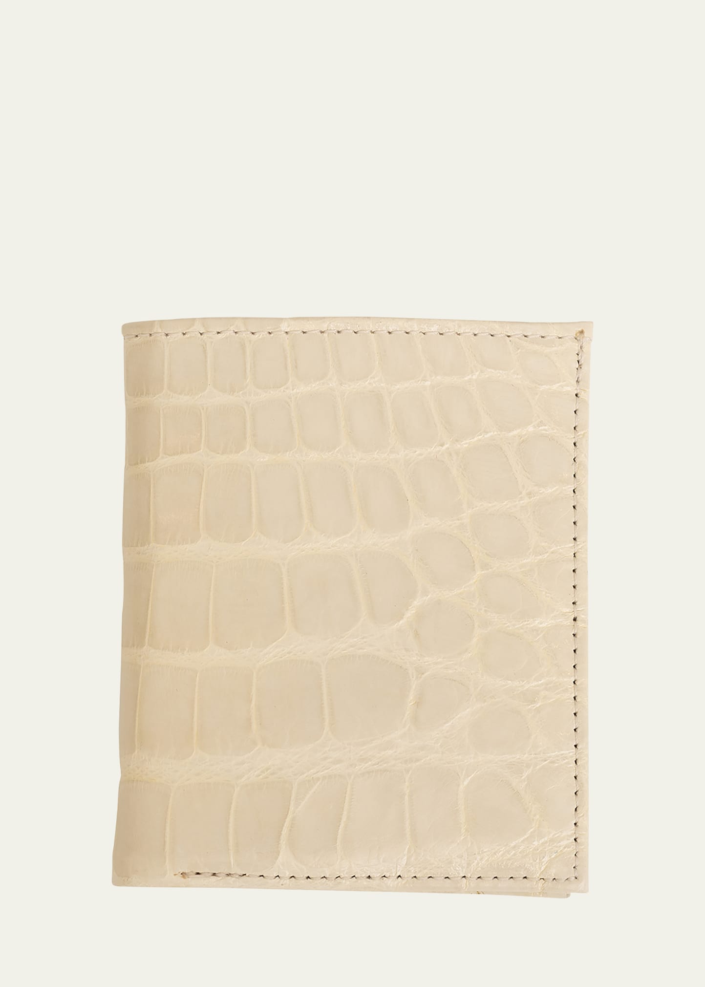 Shop Abas Men's Glazed Alligator Leather Bifold Wallet In Ivory