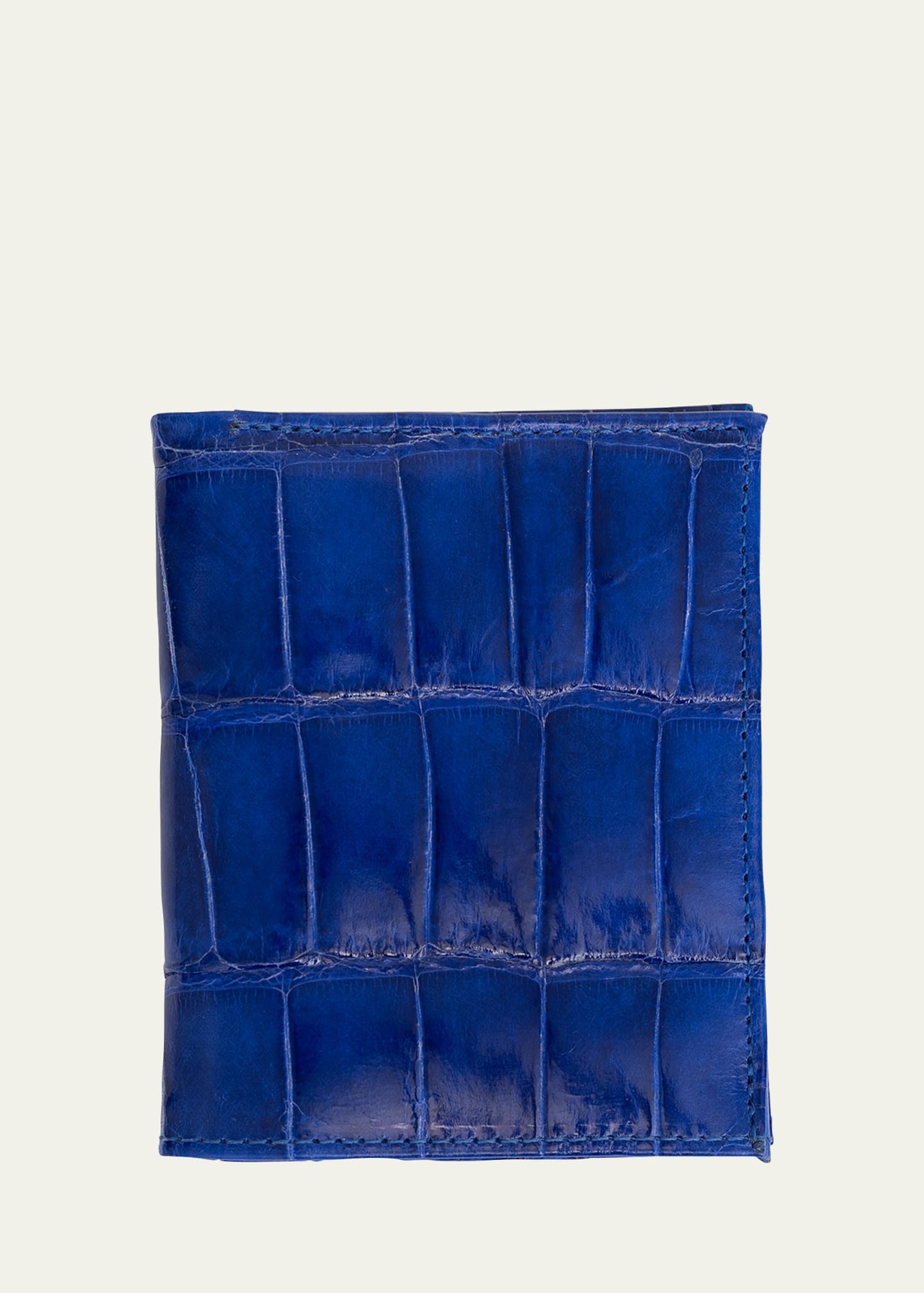 Abas Men's Glazed Alligator Leather Bifold Wallet In Electric Blue