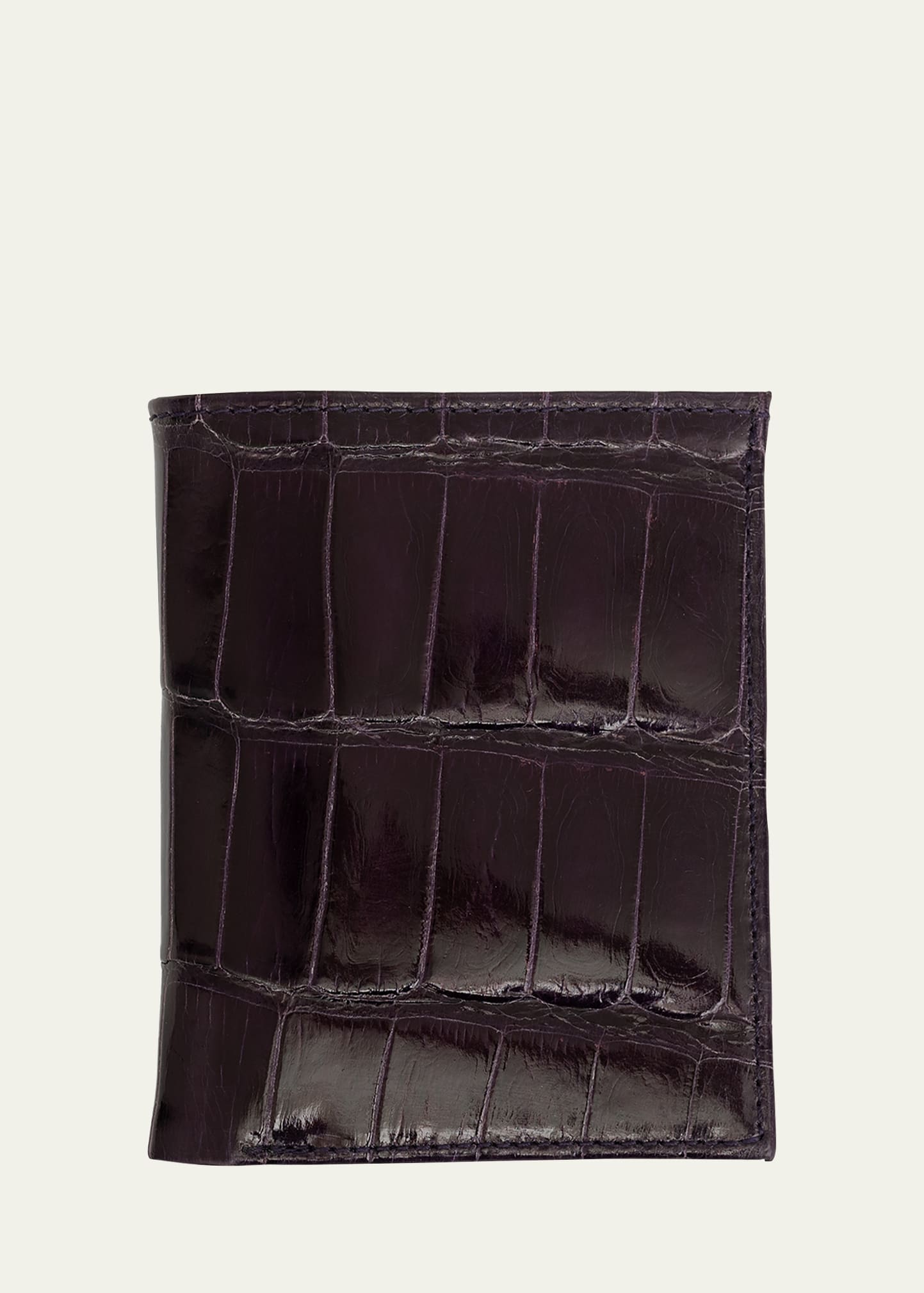 Abas Men's Glazed Alligator Compact Wallet; Monogram Available In Plum