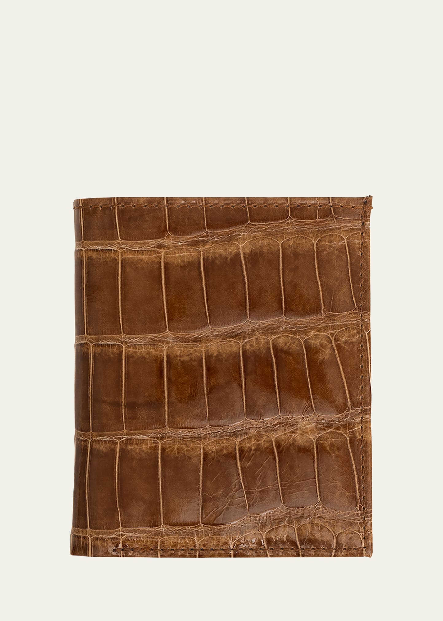 Abas Men's Glazed Alligator Leather Bifold Wallet In Cognac