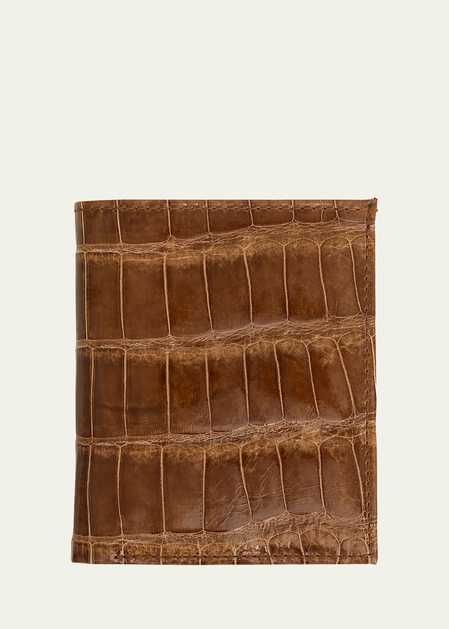 Abas Men's Glazed Alligator Compact Wallet; Monogram Available In Cognac
