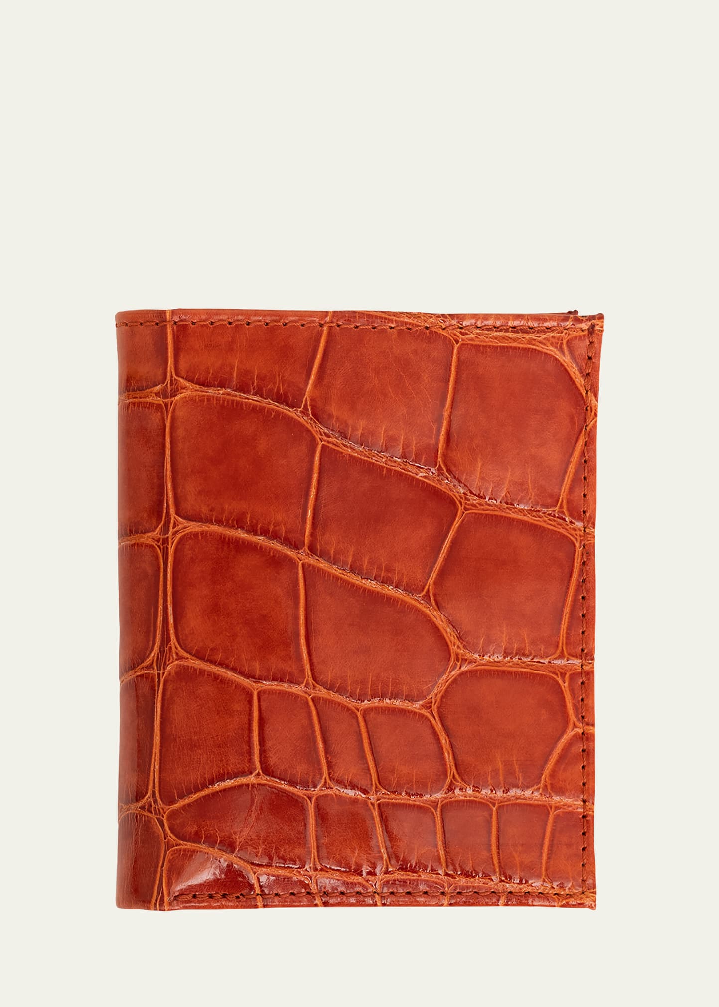 Abas Men's Glazed Alligator Compact Wallet; Monogram Available In Orange