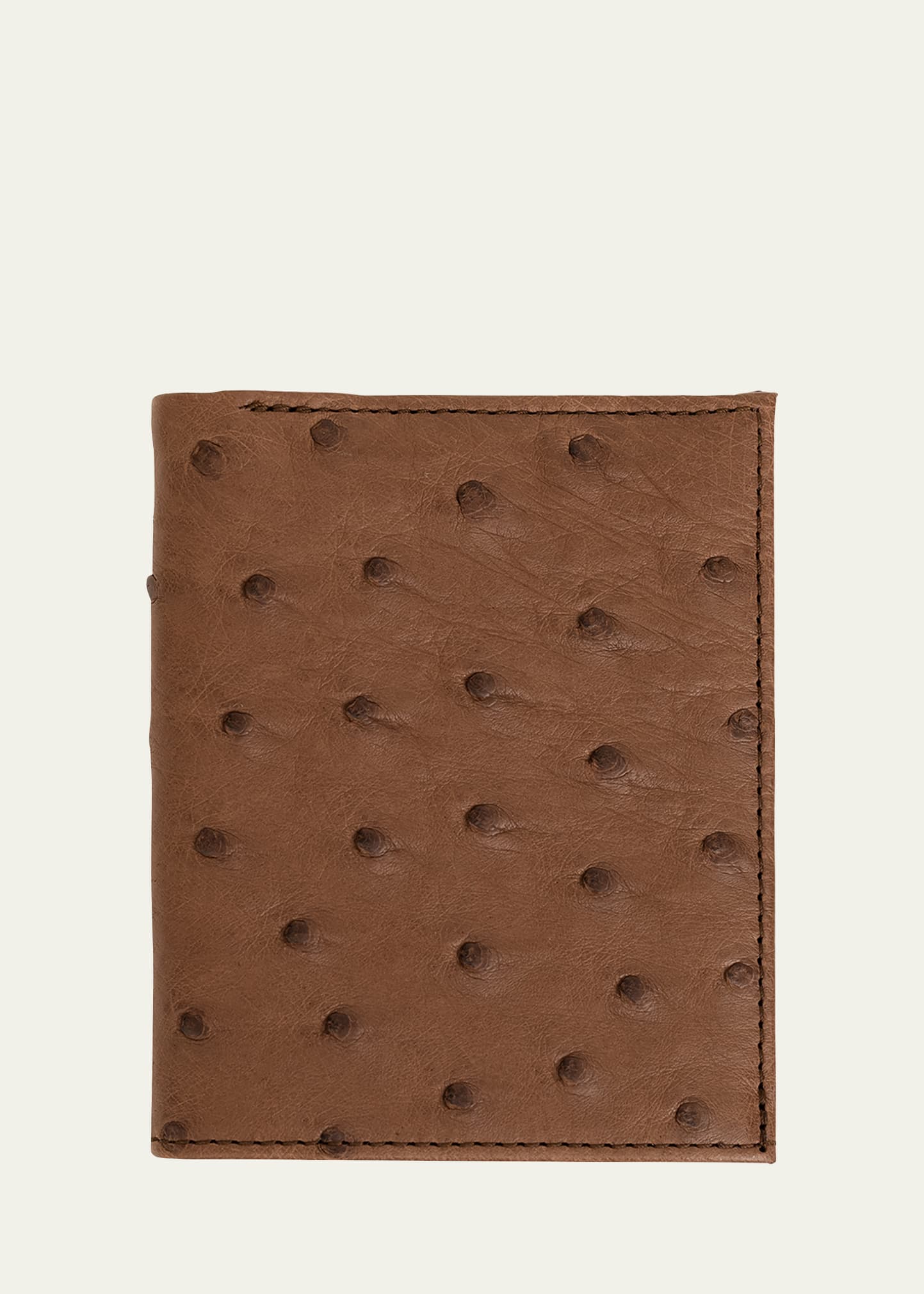Abas Men's Ostrich Leather Bifold Wallet W/ Id Window In Brown