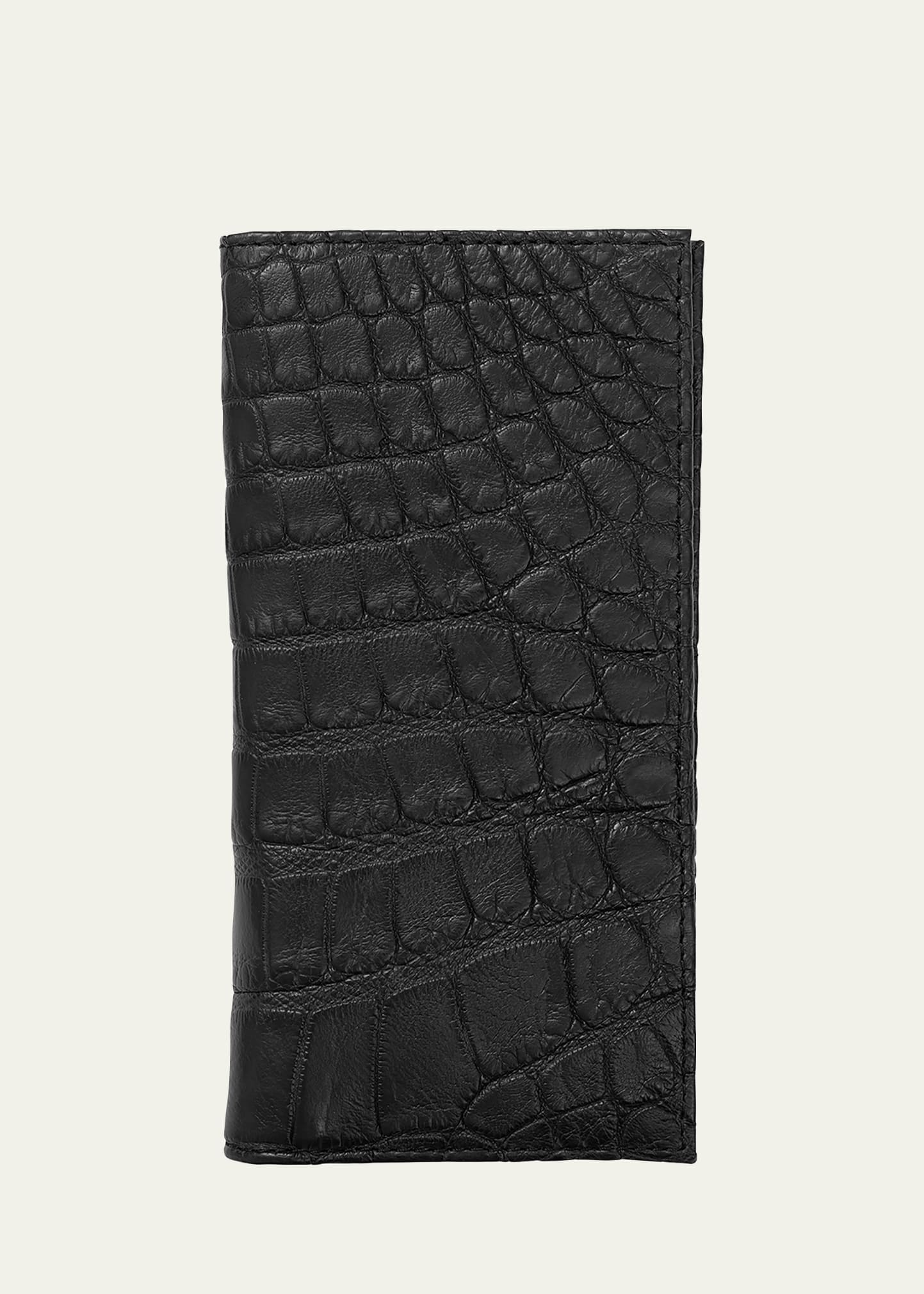 Shop Abas Men's Matte Alligator Leather Bifold Coat Wallet In Black
