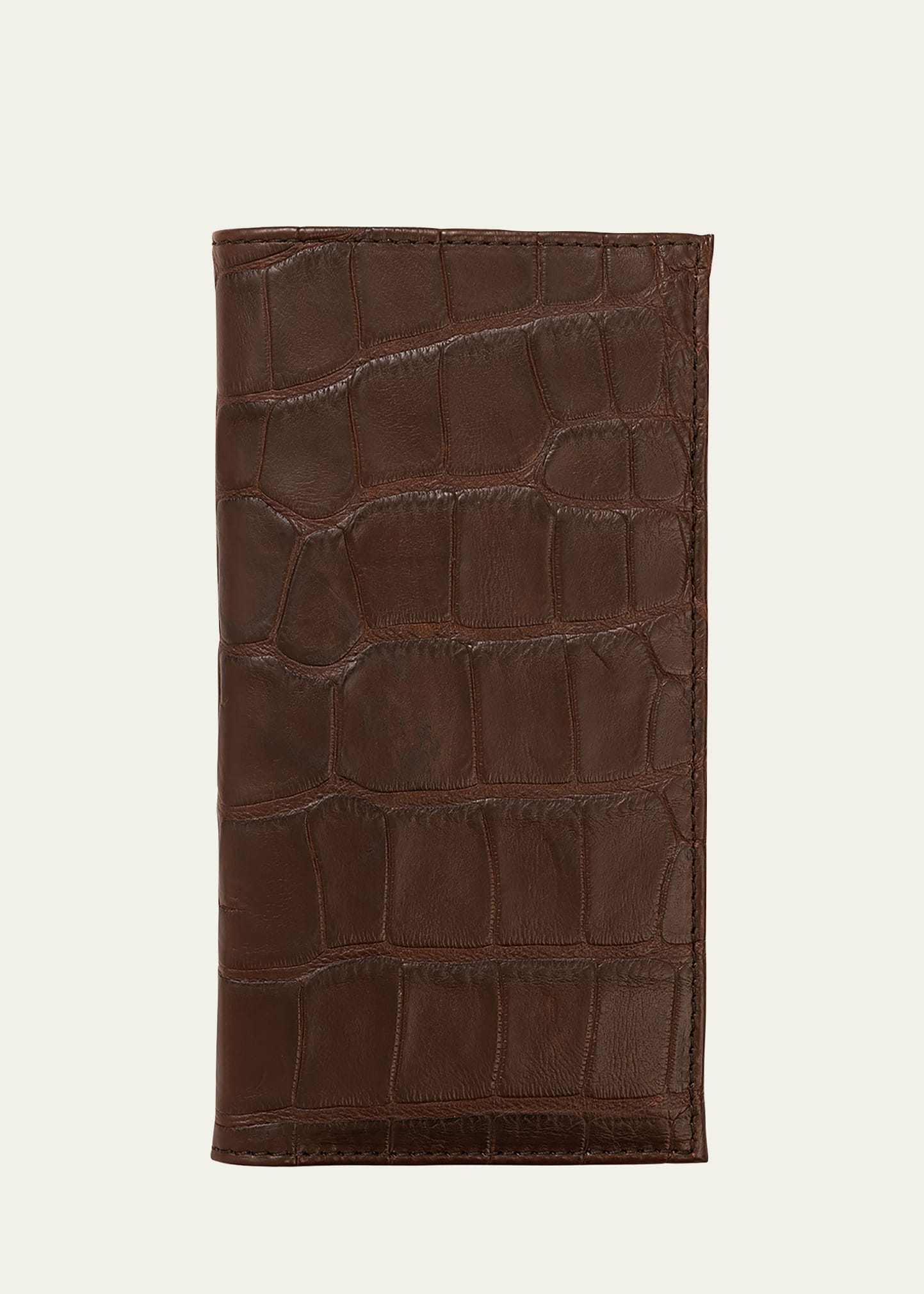 Abas Men's Matte Alligator Leather Bifold Coat Wallet In Brown