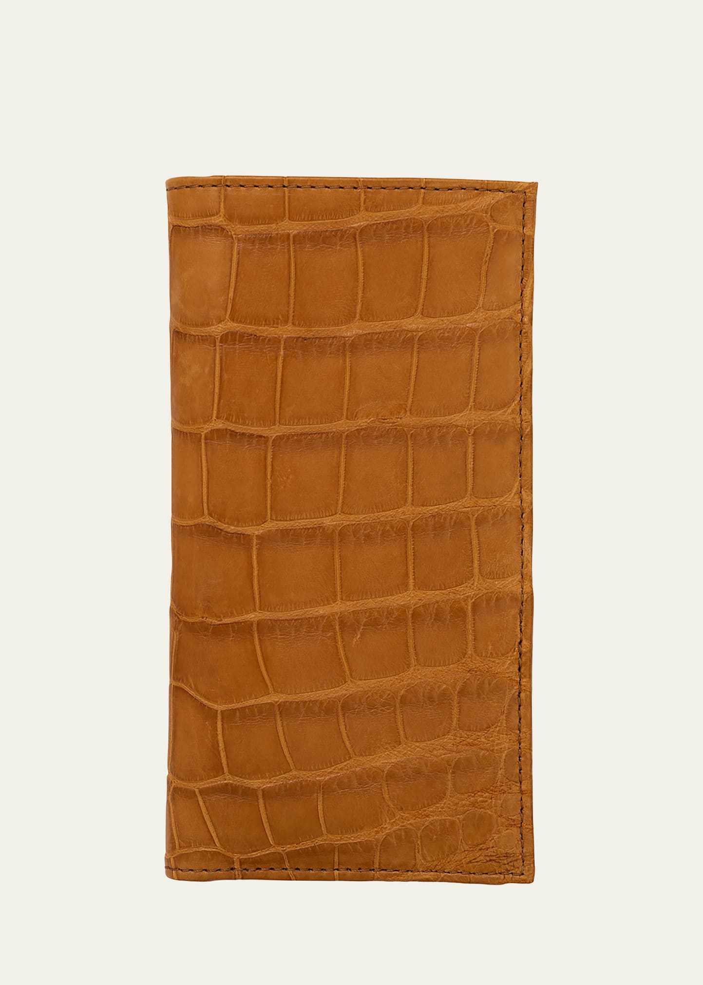 Shop Abas Men's Matte Alligator Leather Bifold Coat Wallet In Tan