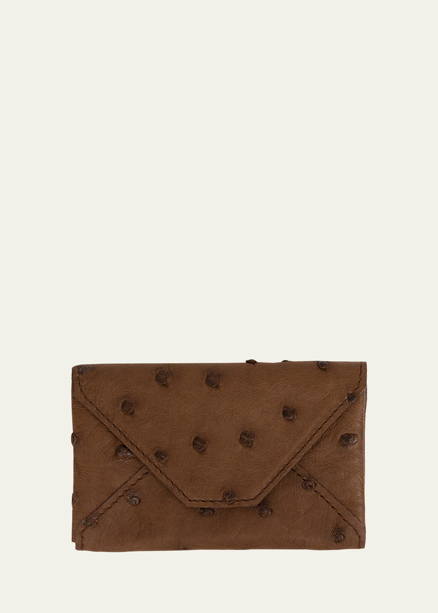 Shop Abas Men's Ostrich Leather Envelope Card Case In Brown