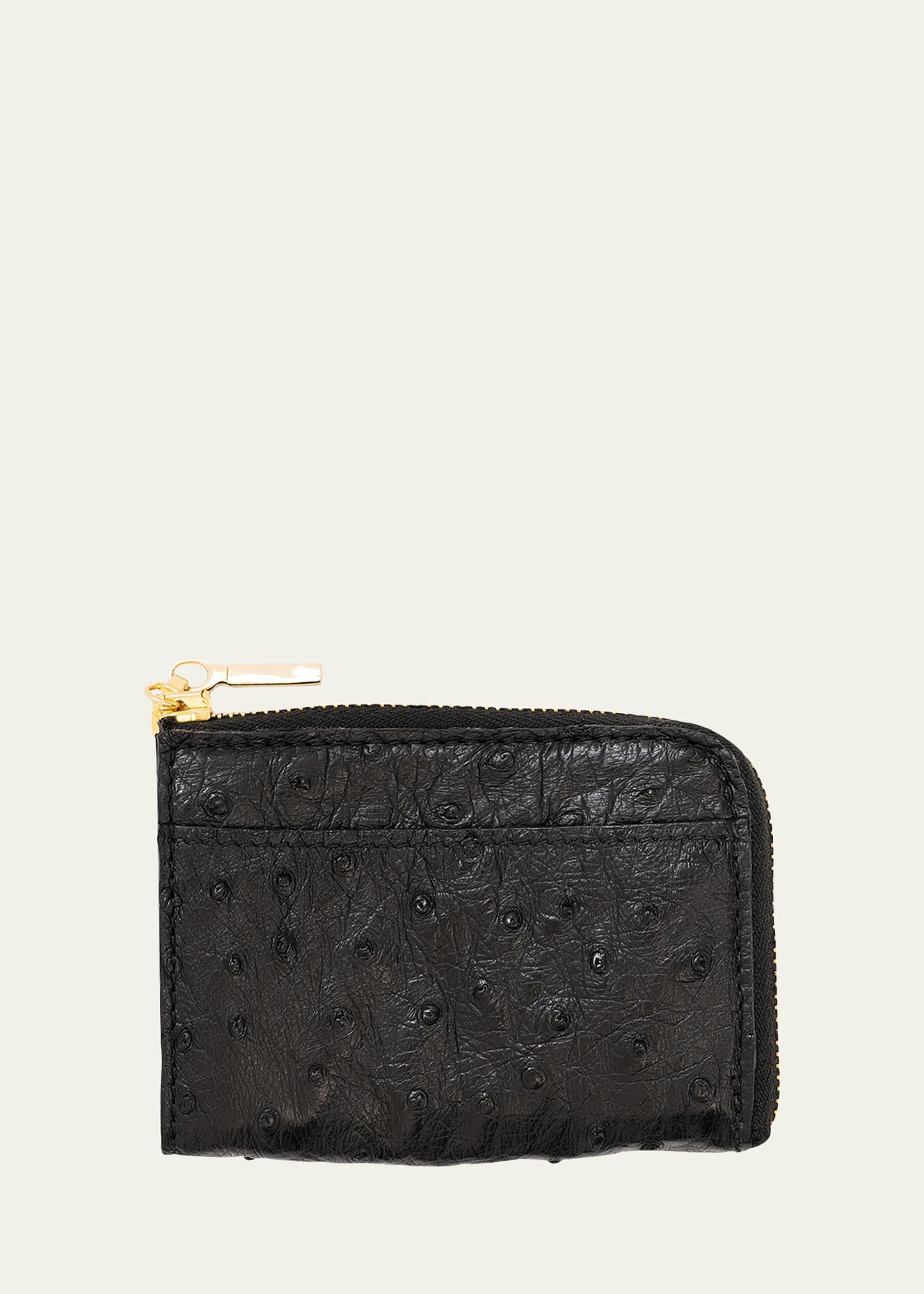 Shop Abas Men's Ostrich Leather Zip Card Case In Black