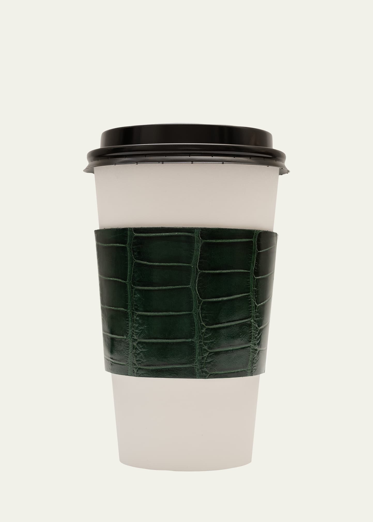 Abas Men's Glazed Alligator Leather Cup Sleeve In Green