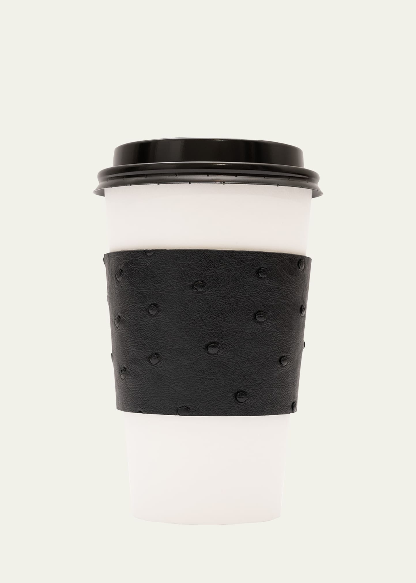 Abas Men's Ostrich Leather Cup Sleeve In Black